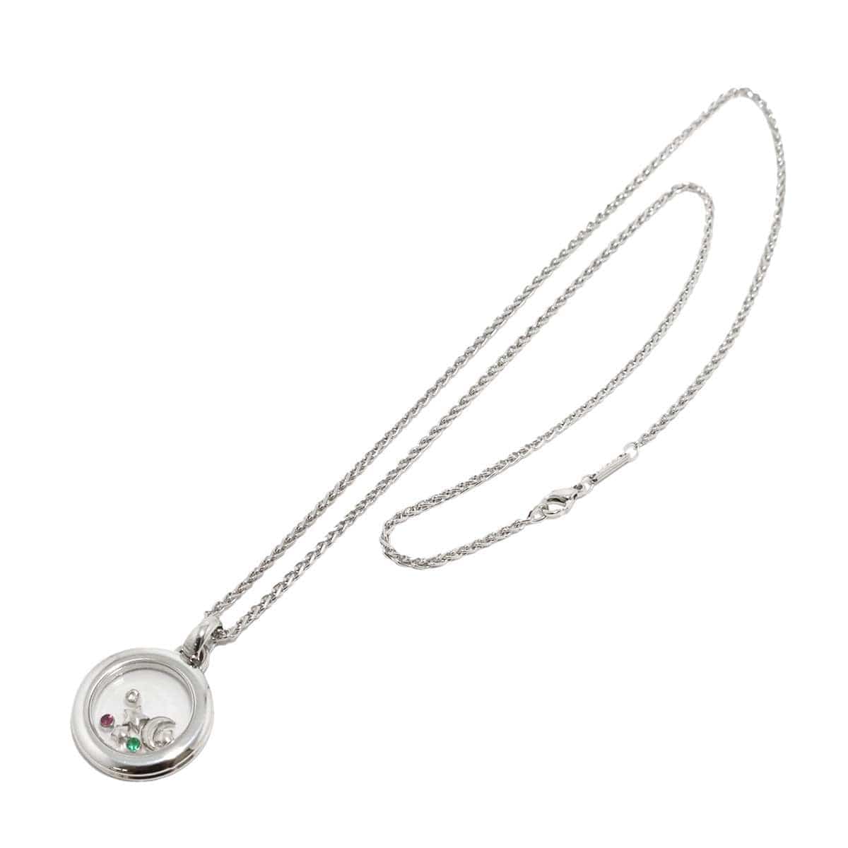 Chopard Chopard Happy Diamond Moon and Stars Ruby Emerald Necklace 18K WG 750 90308924