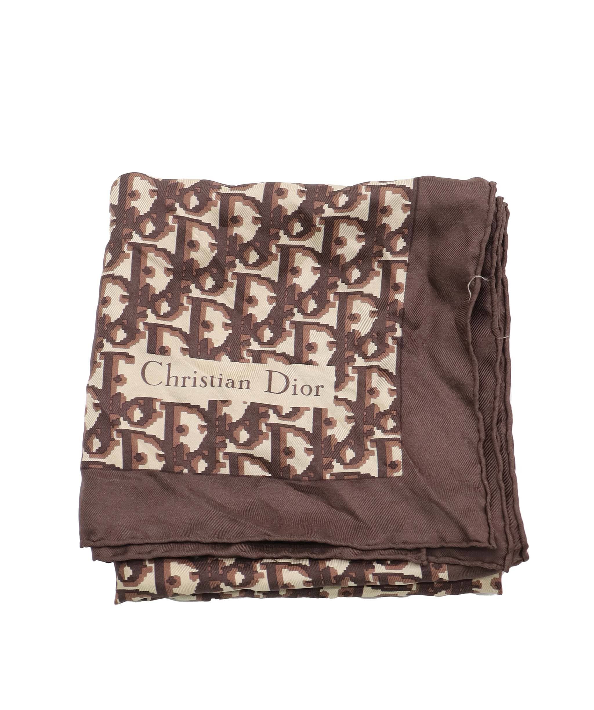 Christian Dior Christian Dior Brown Oblique SIlk Scarf AGC3848