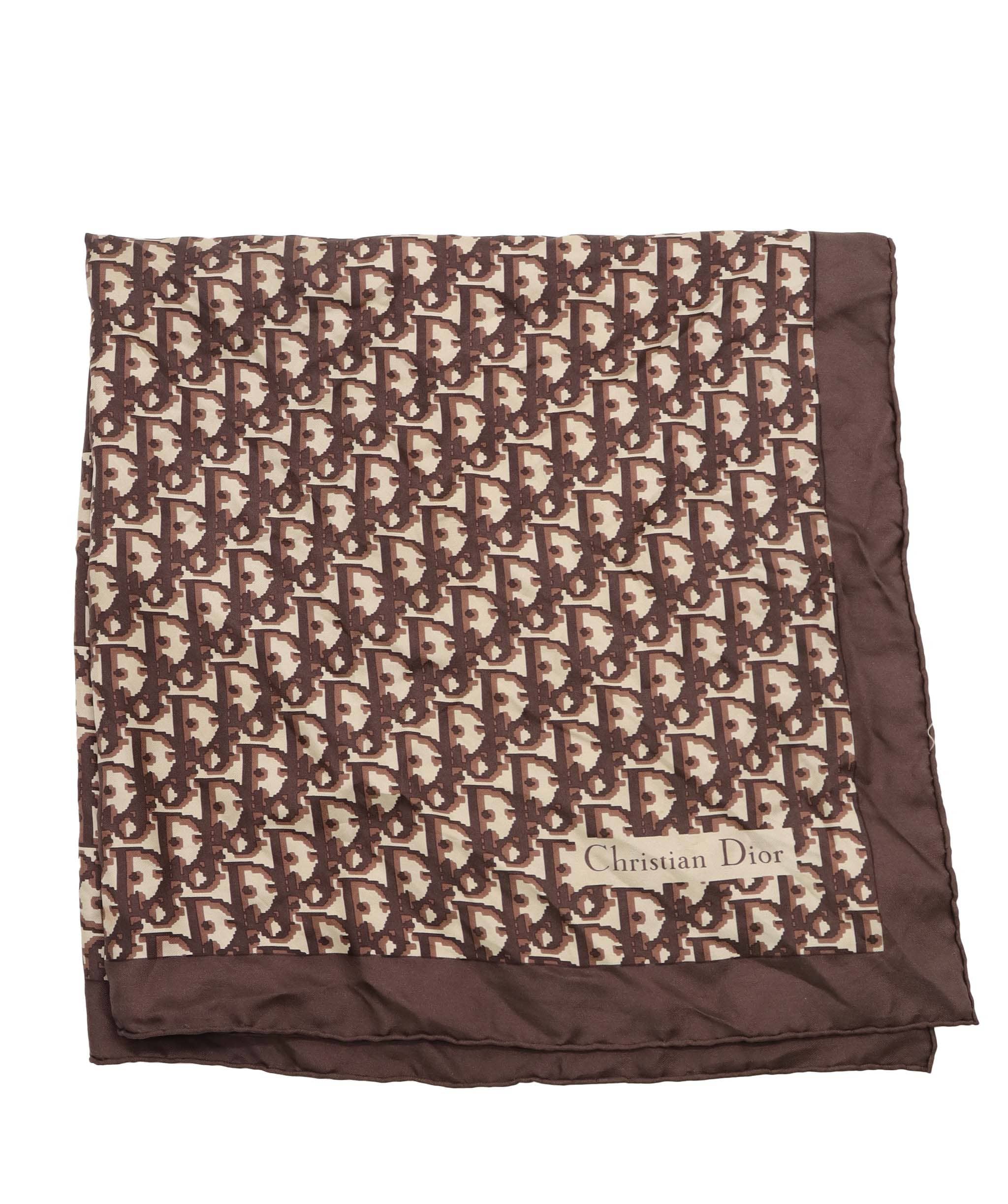 Christian Dior Christian Dior Brown Oblique SIlk Scarf AGC3848