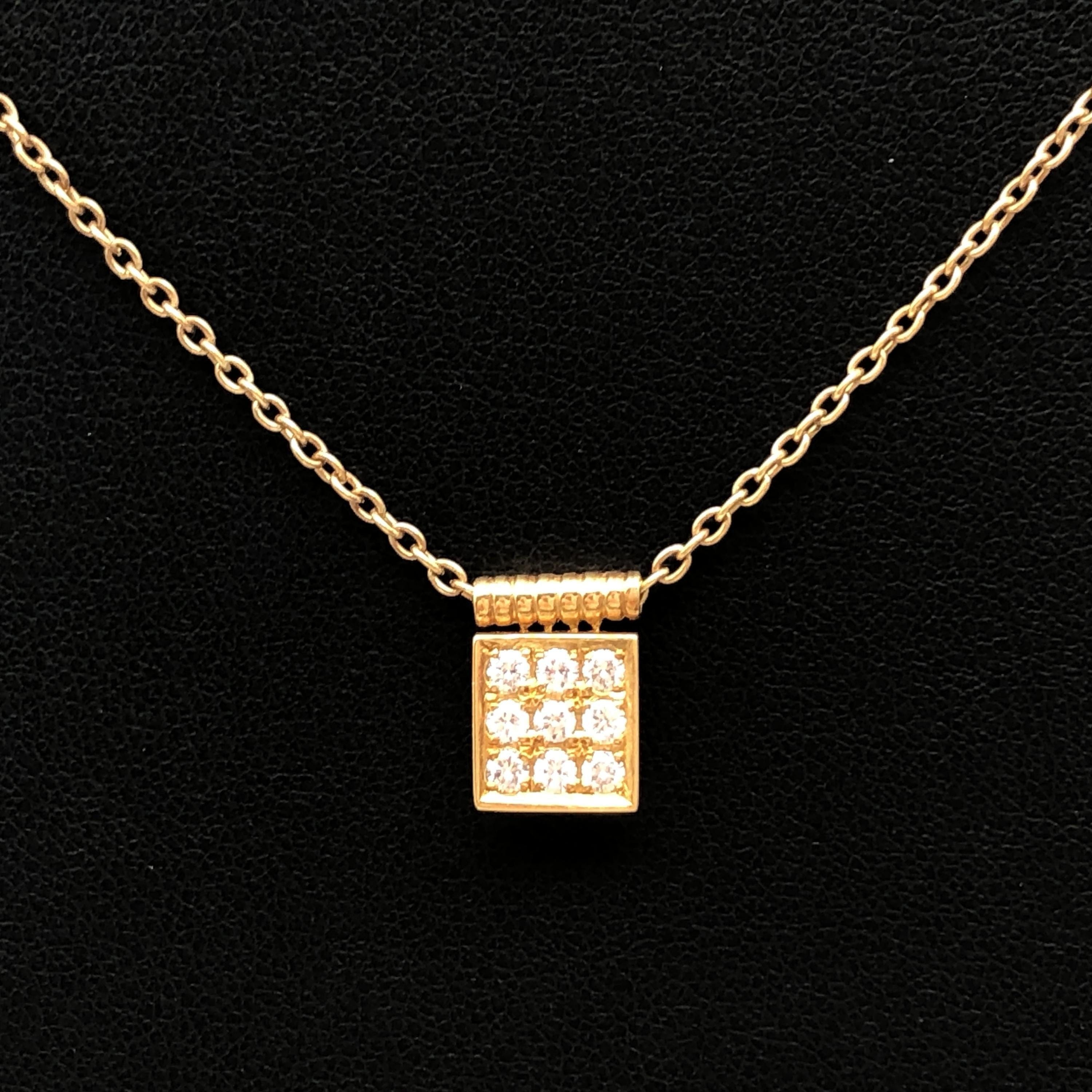 Christian Dior Christian Dior Square Diamond Necklace, YG750, 3.9g, 16inch C355023