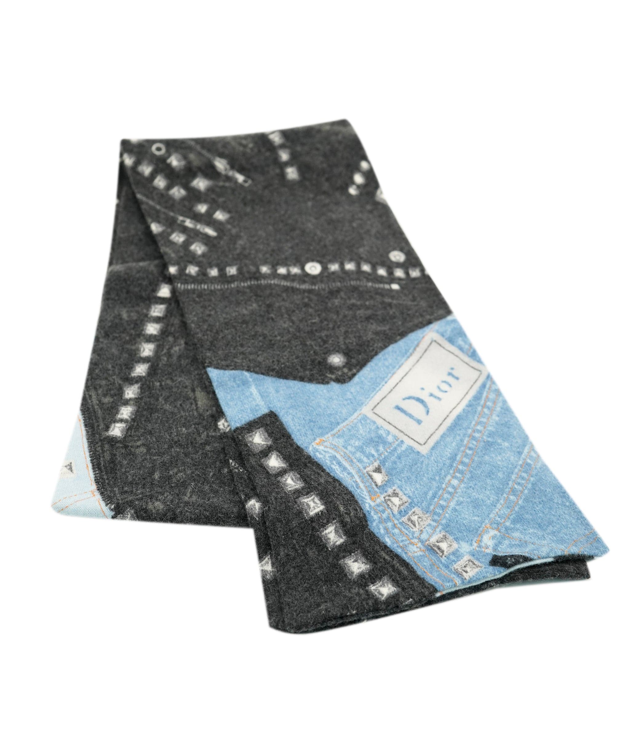 Christian Dior Dior Denim Print Scarf Blue Black DBXS2412