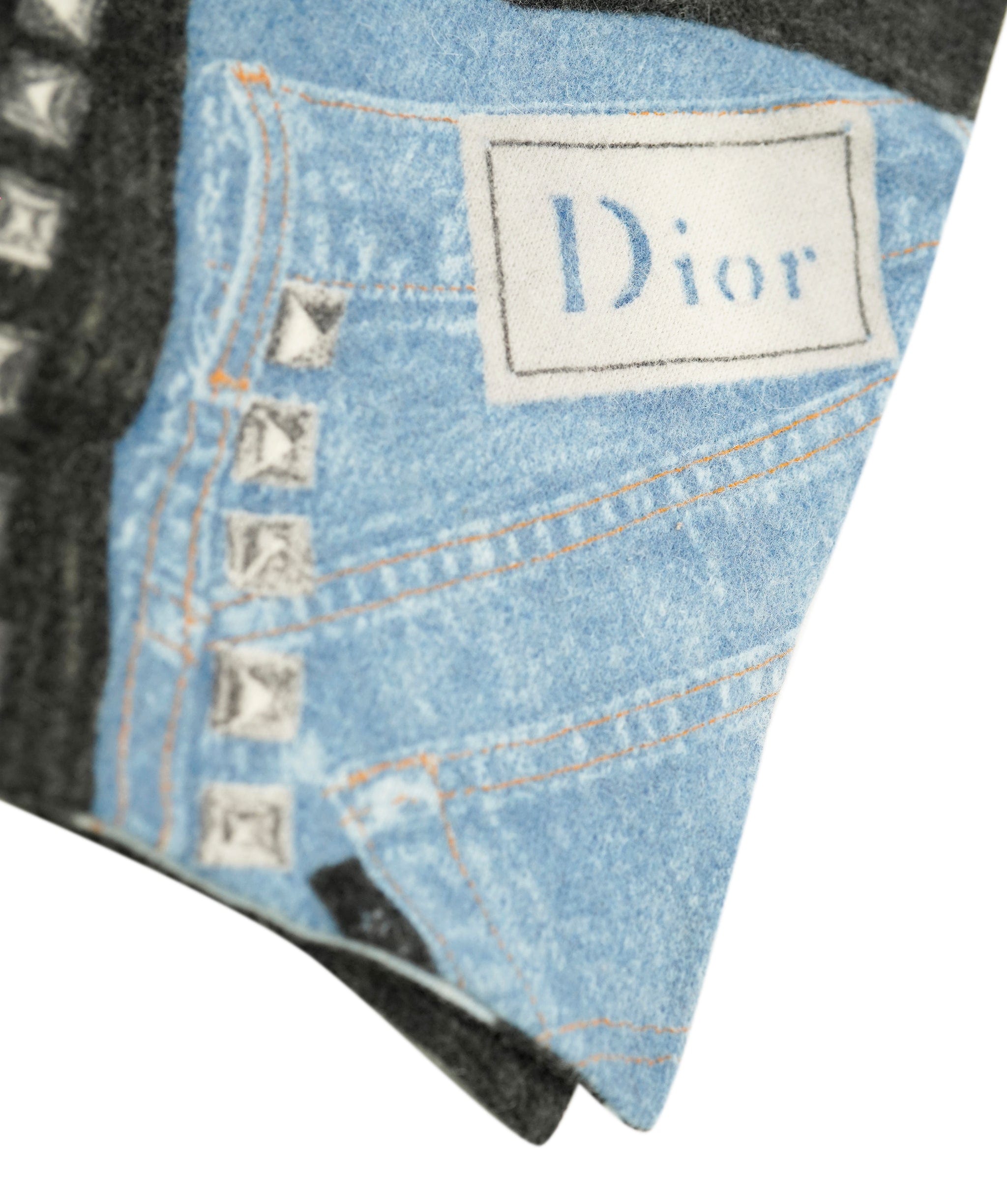 Christian Dior Dior Denim Print Scarf Blue Black DBXS2412