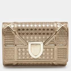 Dior Small Diorama Bag in Gold Micro-Cannage Patent Leather