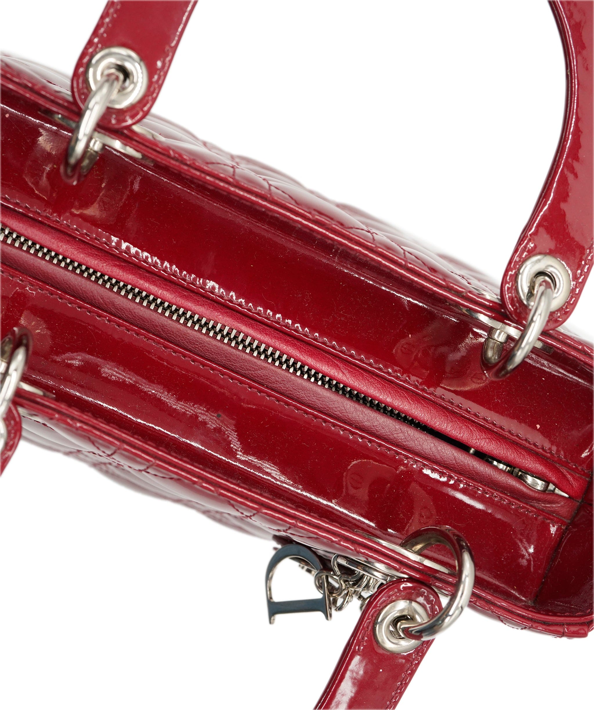Christian Dior Christian Dior Patent Burgundy Lady Dior Bag ALC2642