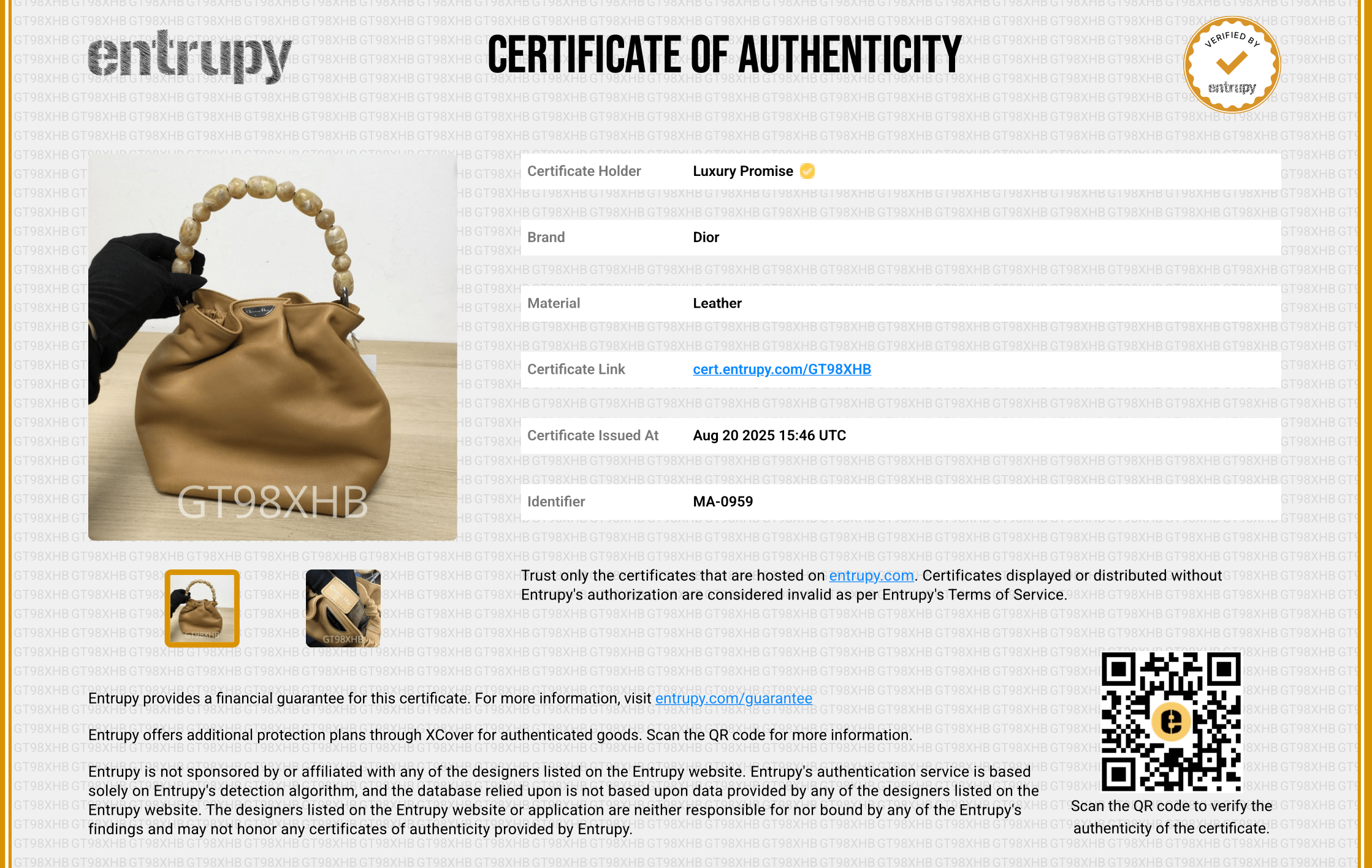 Christian Dior Christian Dior Vintage Tan Leather Maris Pearl Mini Tote REC1726