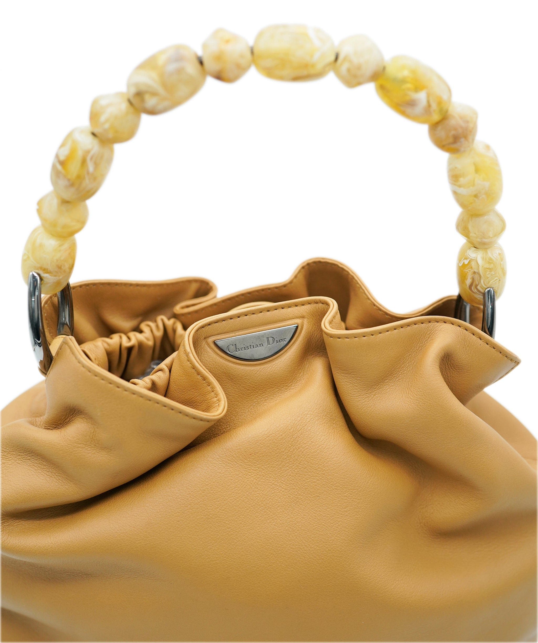 Christian Dior Christian Dior Vintage Tan Leather Maris Pearl Mini Tote REC1726