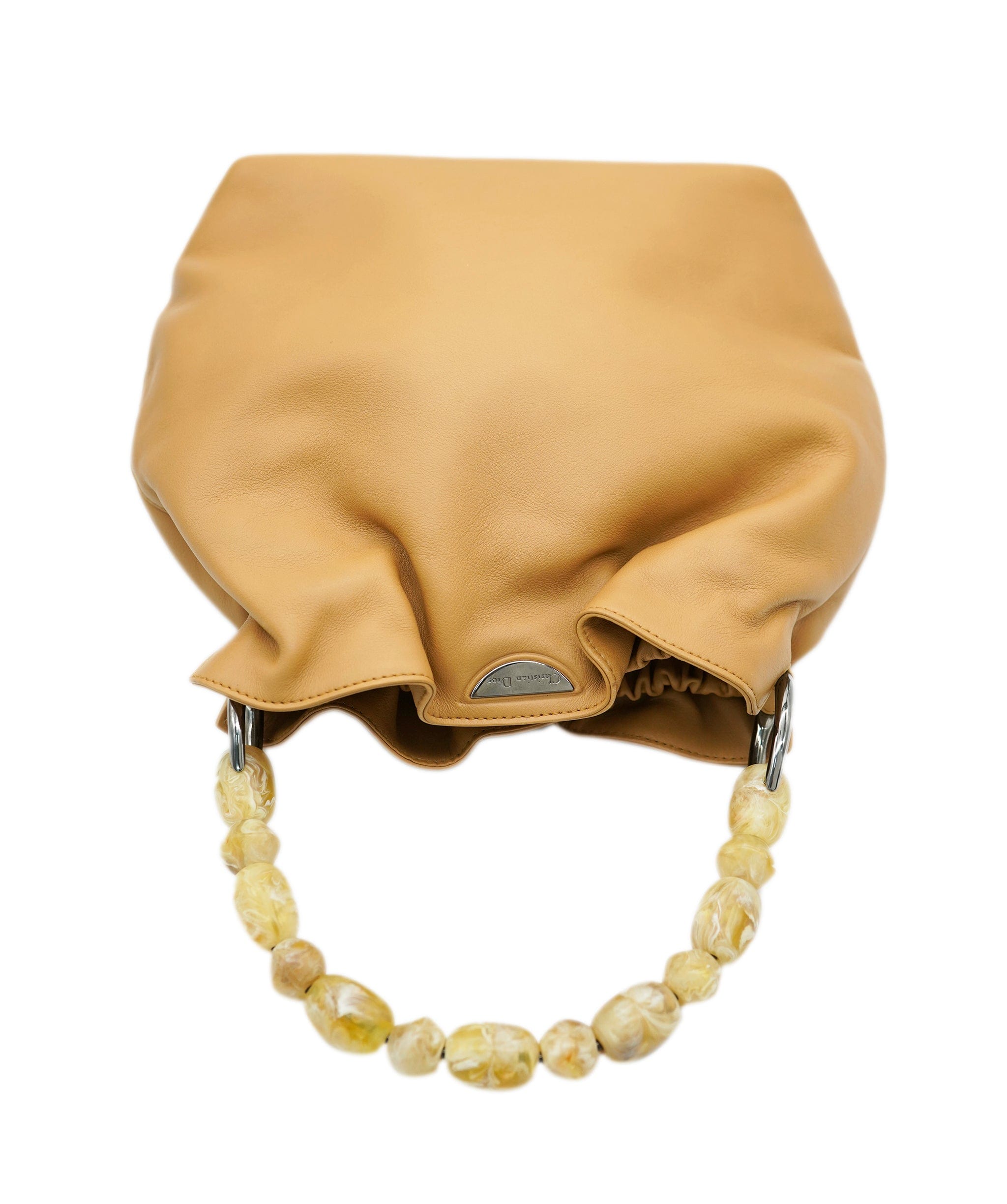 Christian Dior Christian Dior Vintage Tan Leather Maris Pearl Mini Tote REC1726