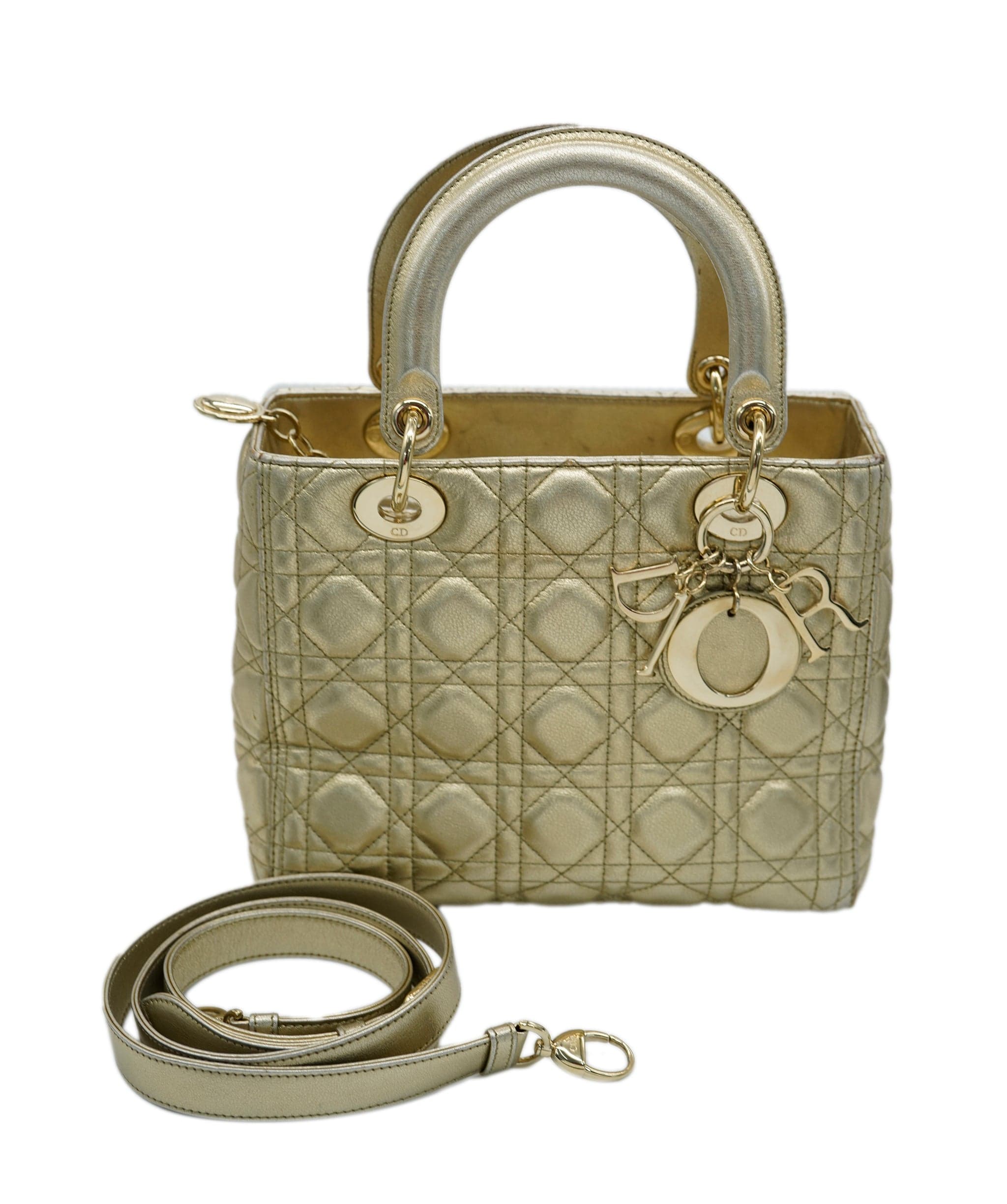 Christian Dior Dior metallic gold medium lady dior with GHW - AJC0859
