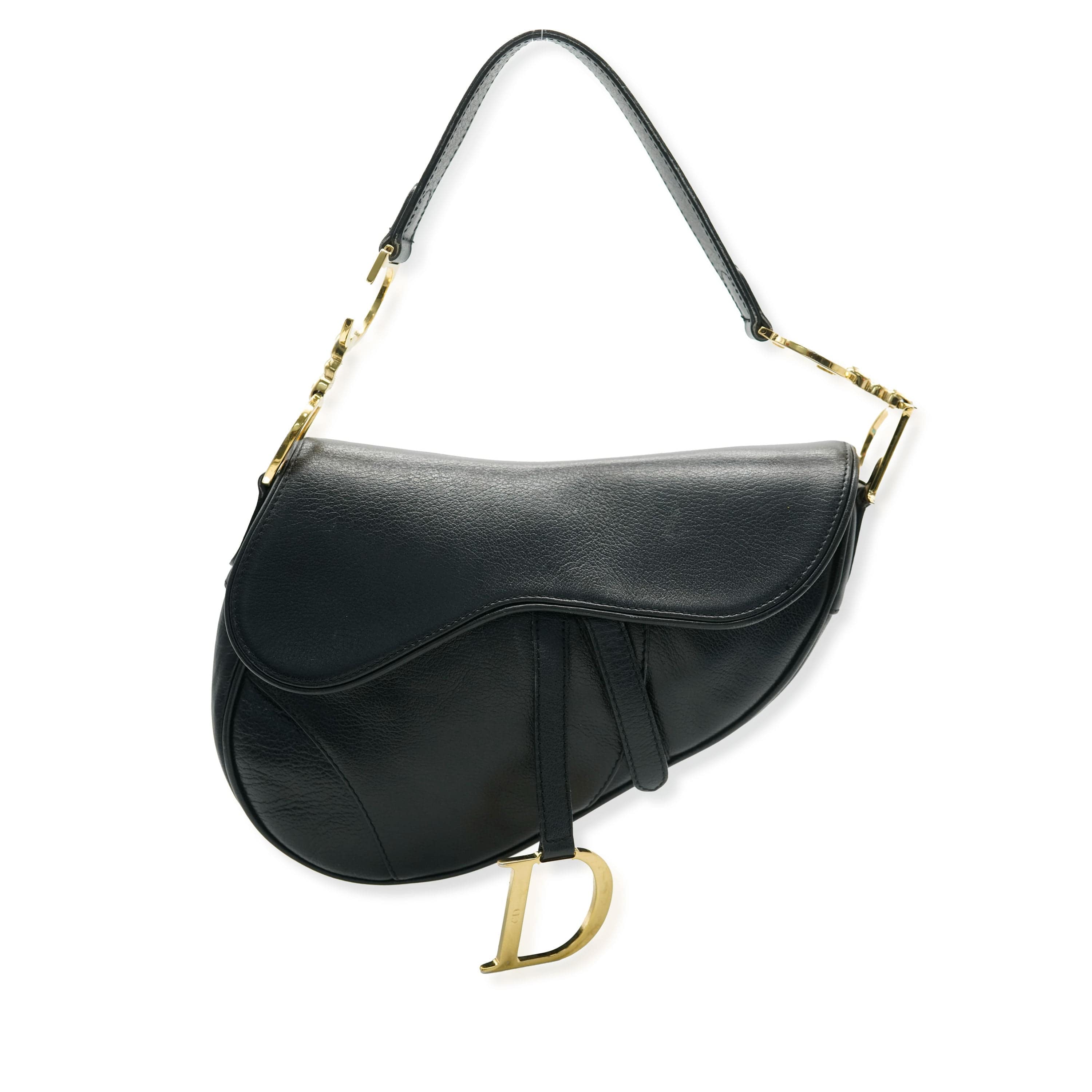 Christian Dior Dior Vintage Black Calfskin Medium Saddle Bag