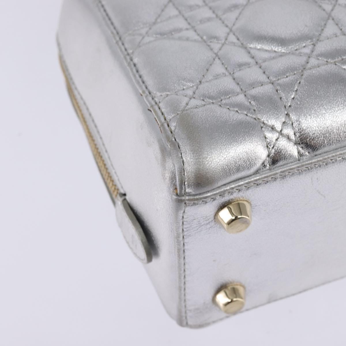 Christian Dior Christian Dior Canage Hand Bag Leather 2way Silver Gold Auth iq4wocxaq0