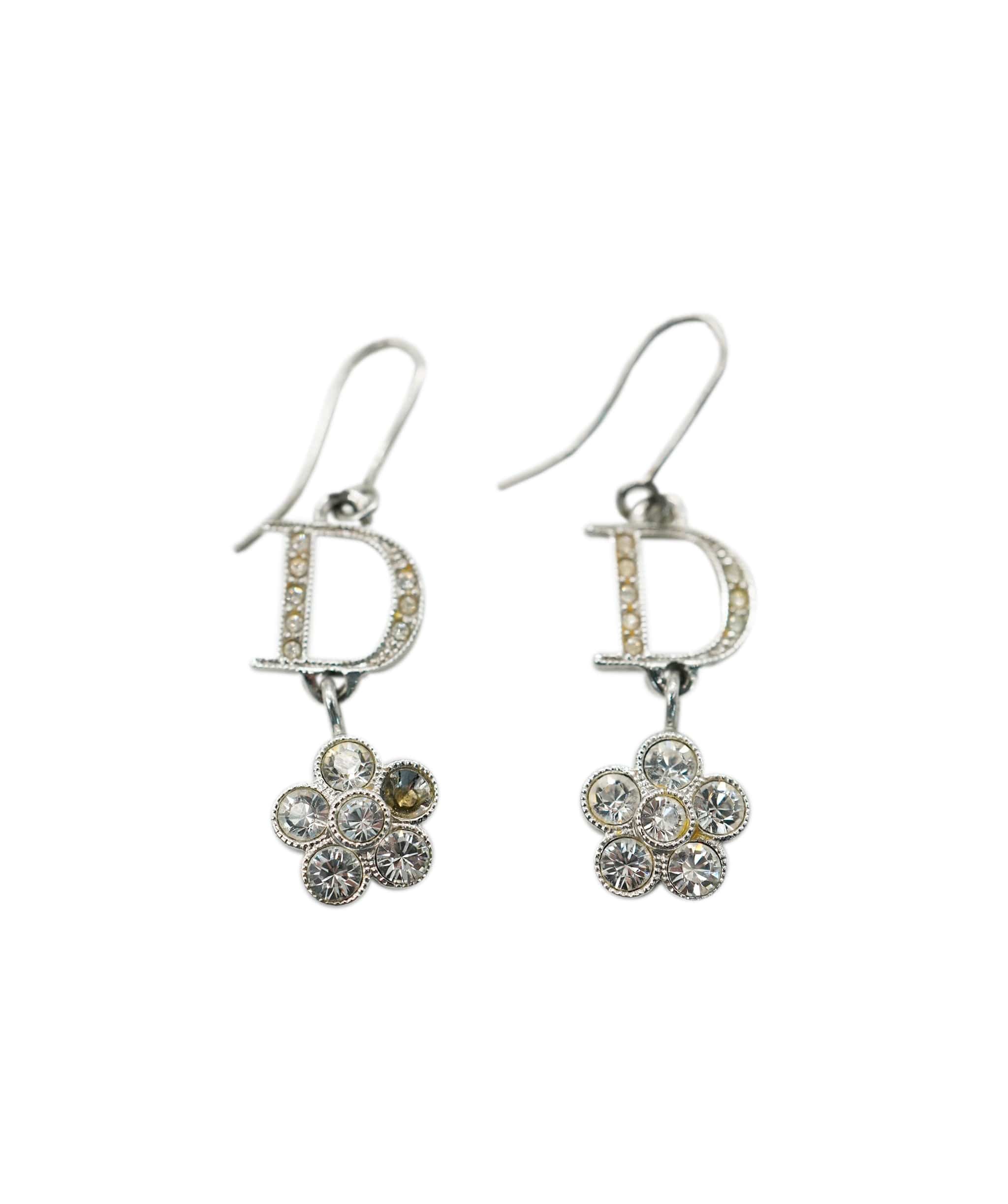 Christian Dior Christian Dior Diamonte Floral Detail Earrings ALC1392