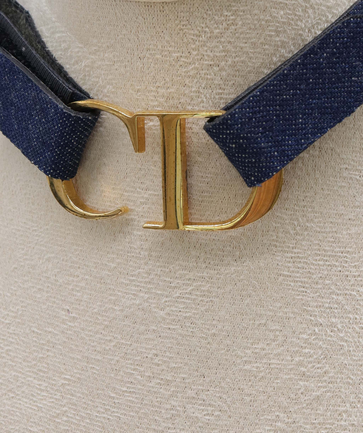 Christian Dior Dior Logo Choker Denim Gold DXBK0086