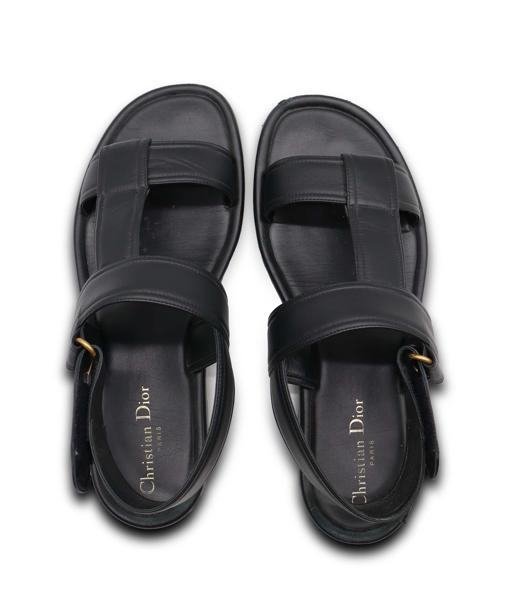 Christian Dior Christian Dior Black Leather Sandals Size 40 AGC3183