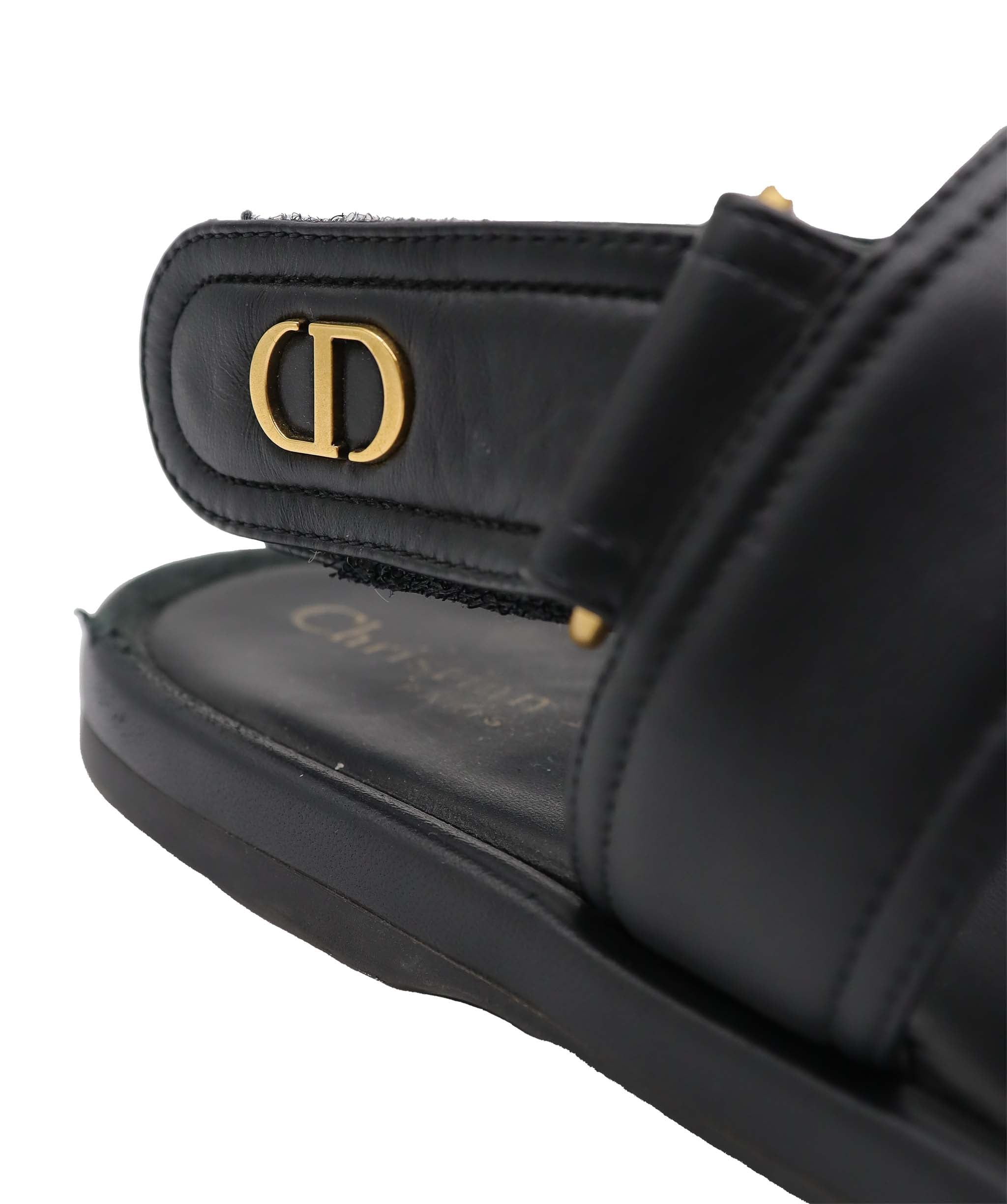 Christian Dior Christian Dior Black Leather Sandals Size 40 AGC3183