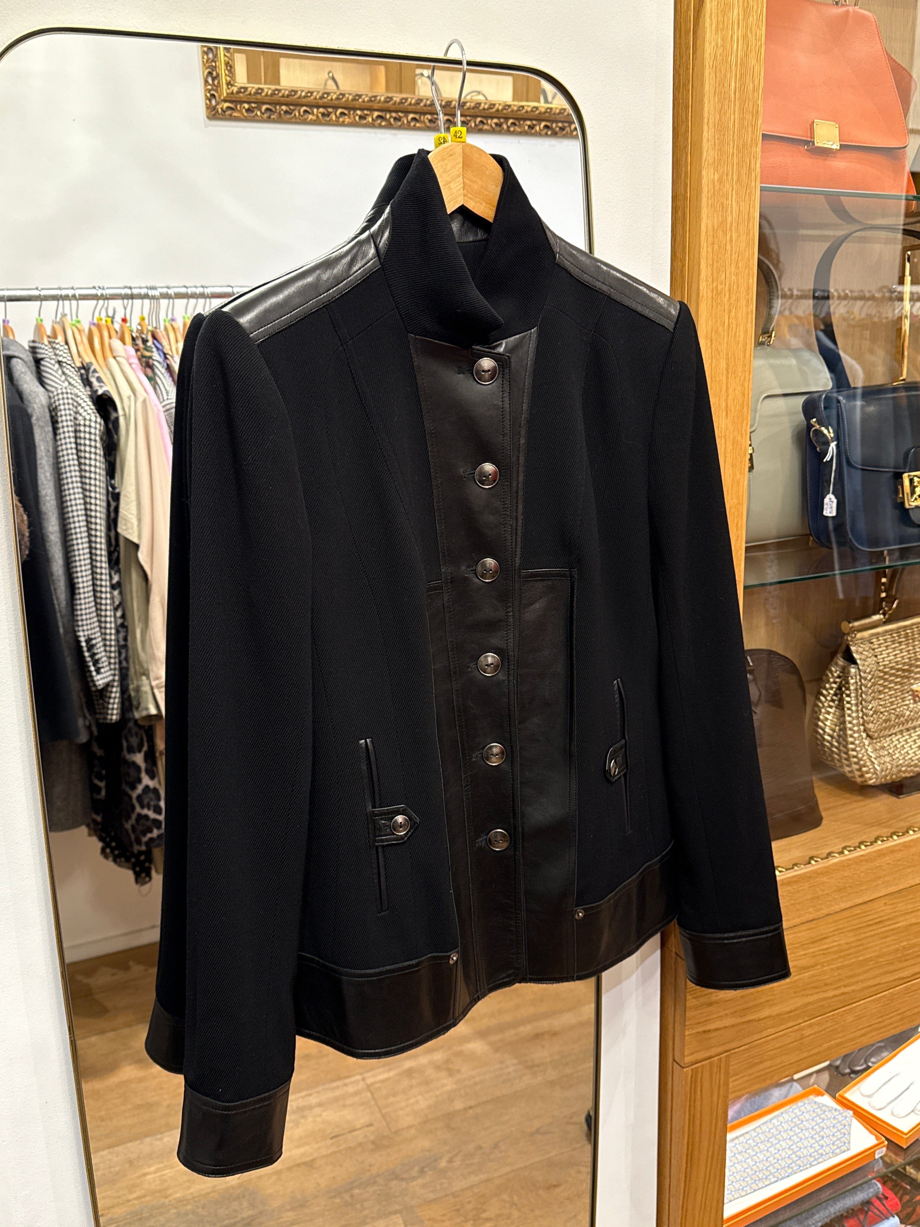 Christian Dior Christian Dior Black wool and leather jacket AGC3058
