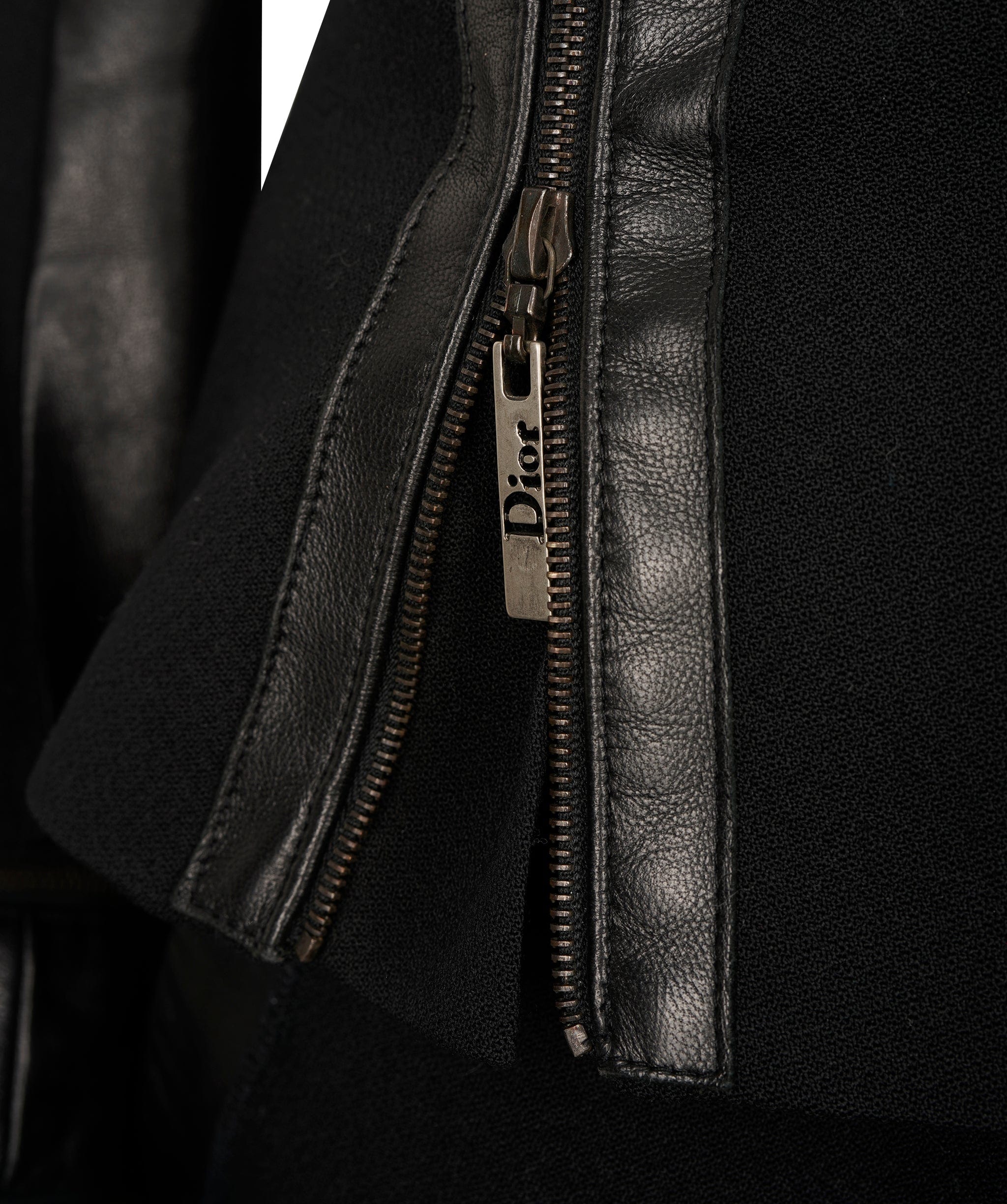 Christian Dior Christian Dior black wool and leather suit AGC2628