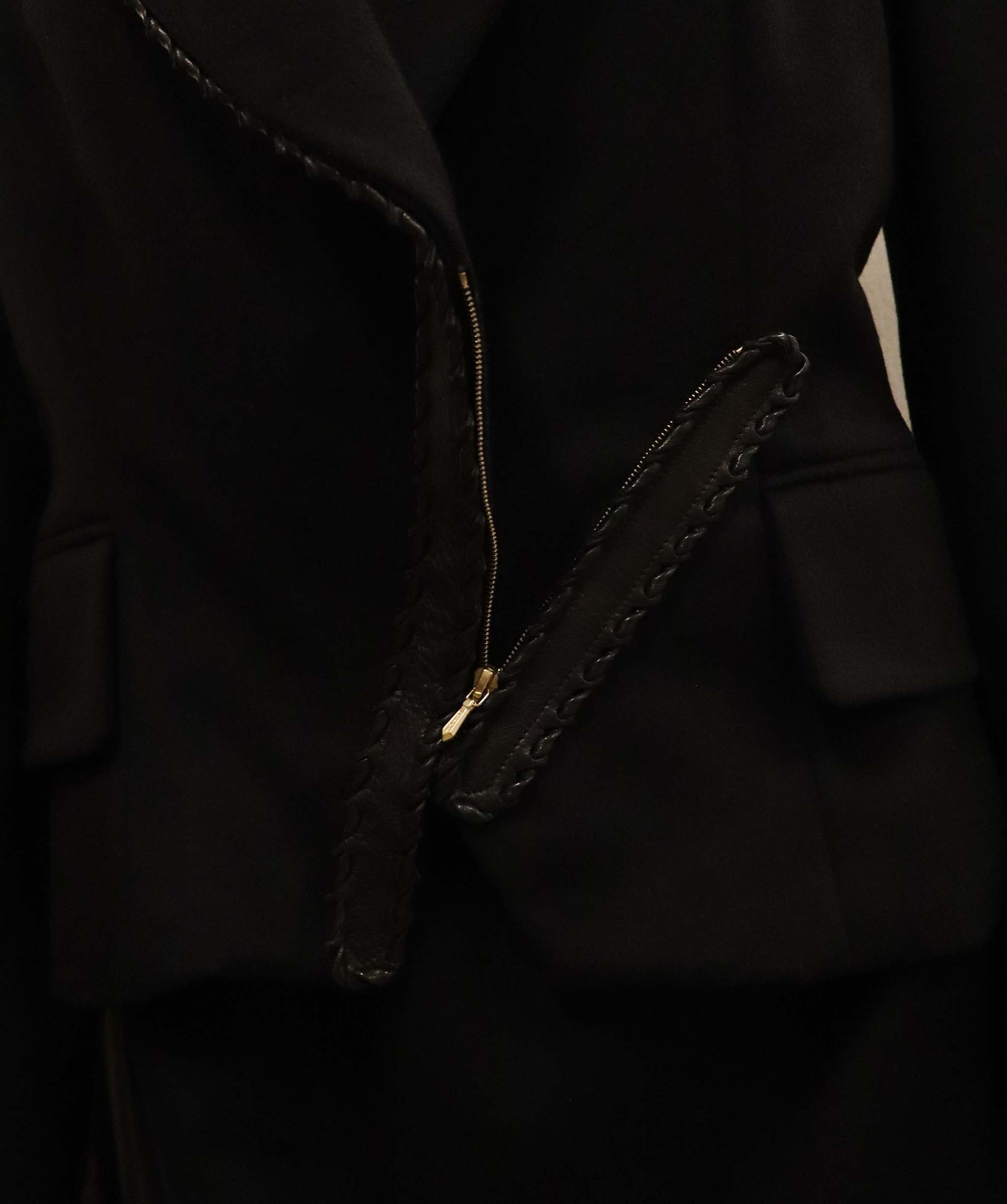 Christian Dior Christian Dior black wool suit leather closure AGC2607