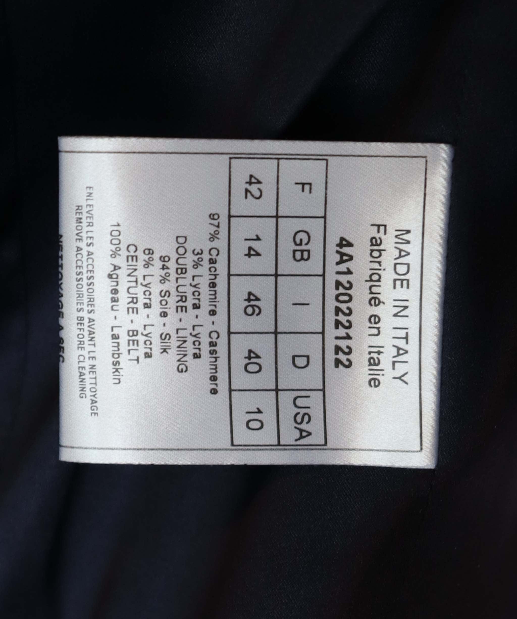 Christian Dior CHRISTIAN DIOR Classic cashmere jacket with belt AGC2298