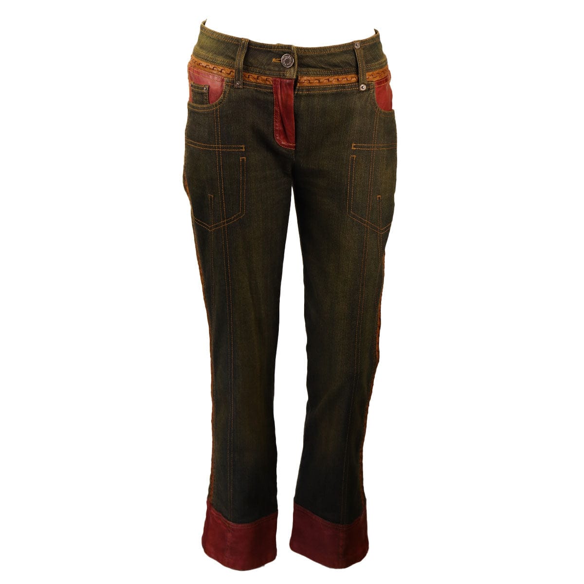 Christian Dior CHRISTIAN DIOR Denim pants with red leather details AGC2254