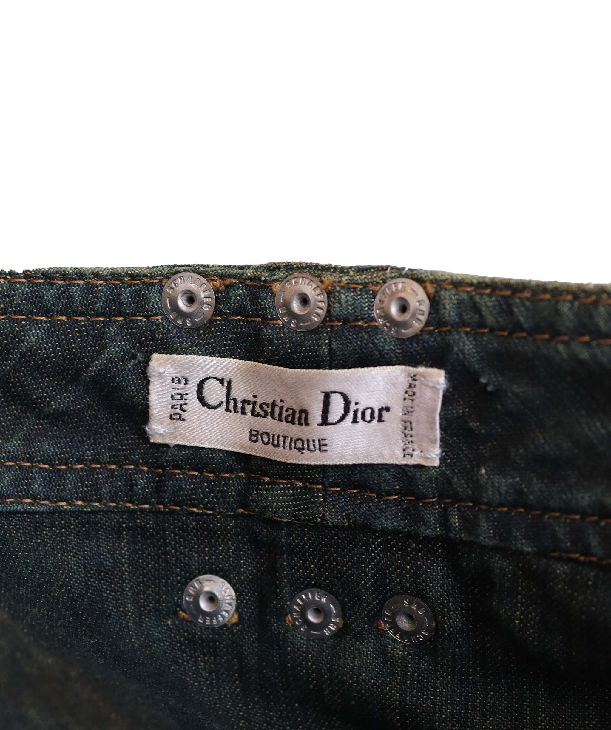 Christian Dior CHRISTIAN DIOR Denim Skirt with camel leather details AGC2253