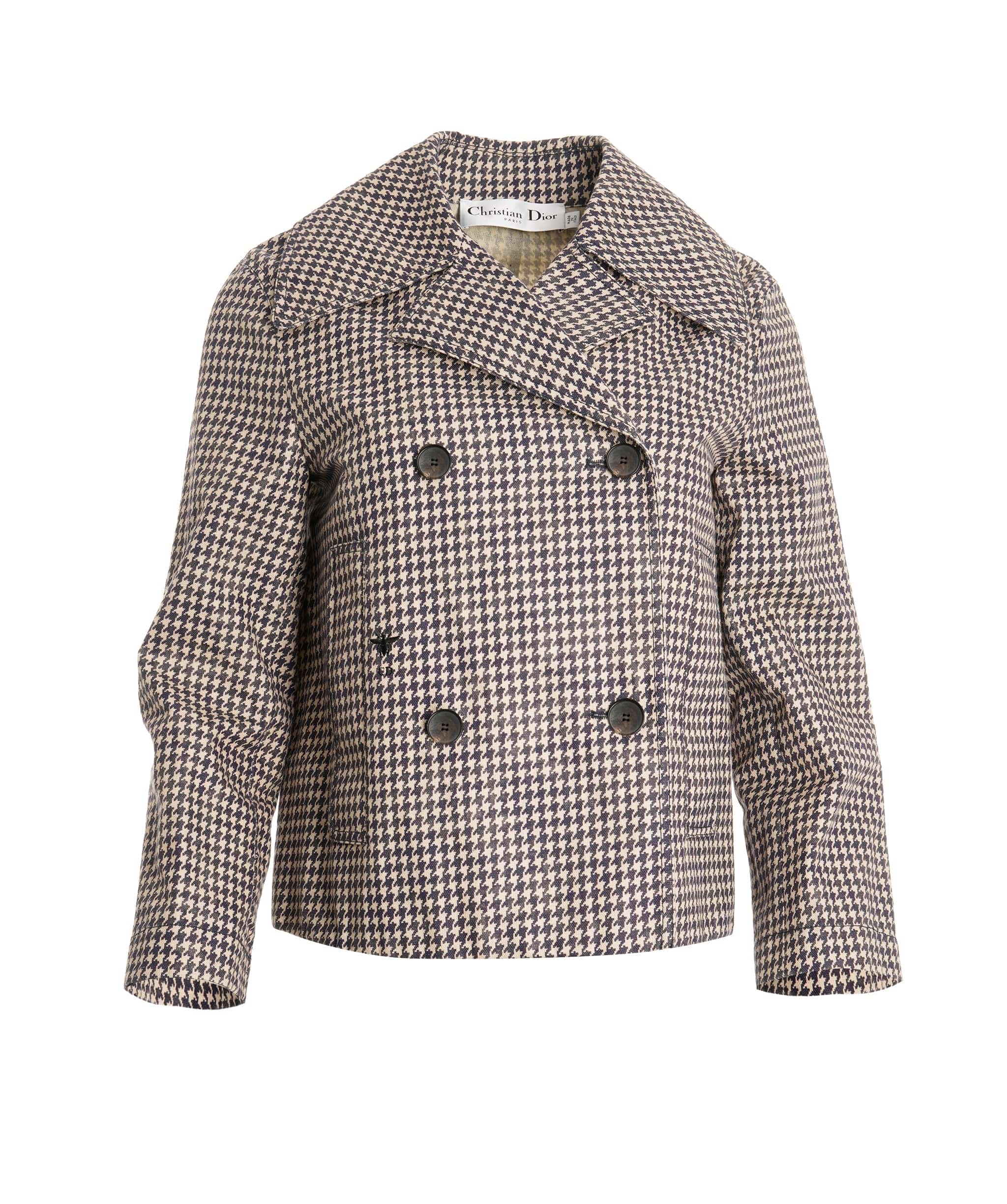 Christian Dior Christian Dior Double Breasted Jacket Navy / White Houndstooth Size 36 SKC1877