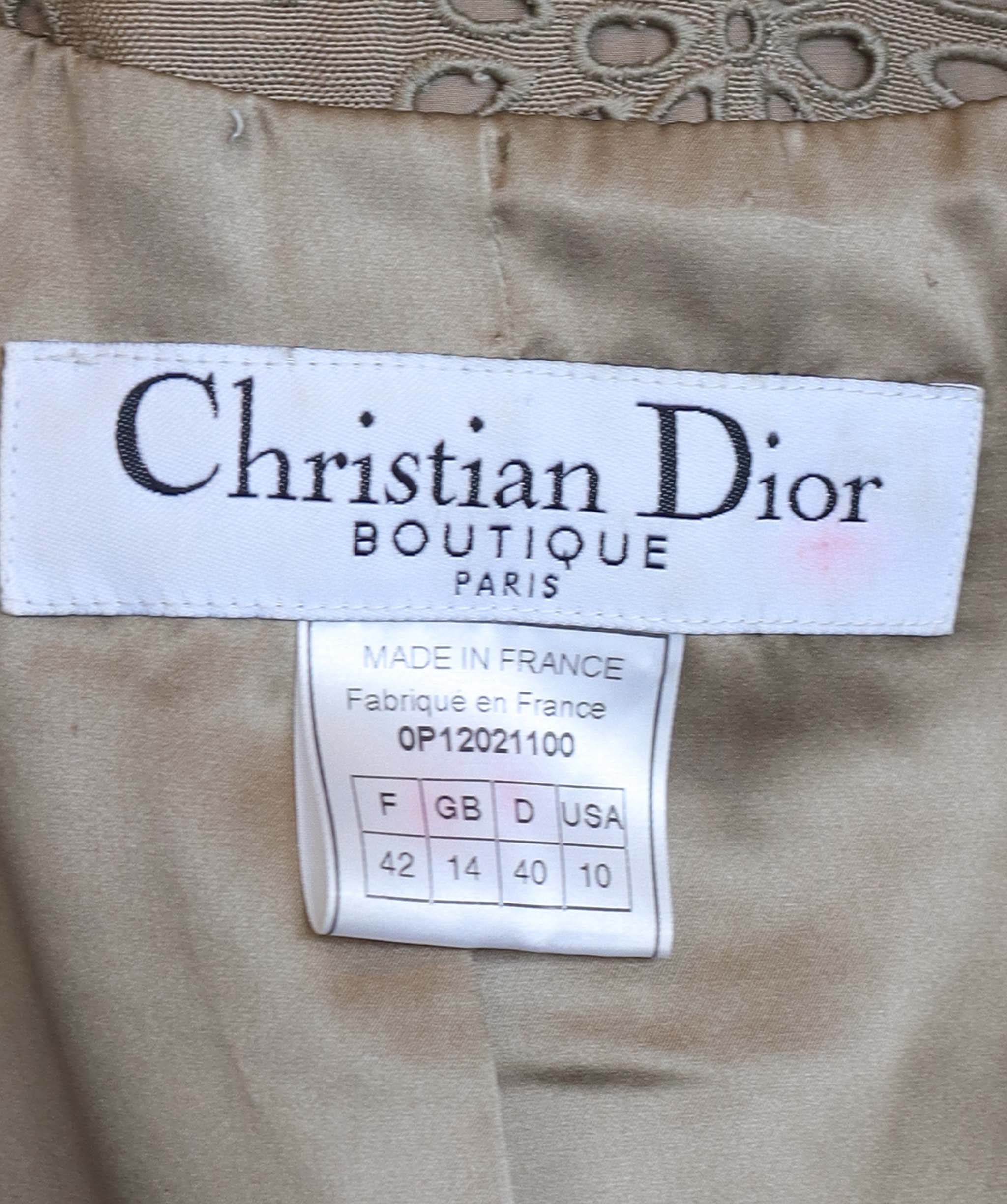 Christian Dior Christian Dior embroidered kaki jacket AGC2524