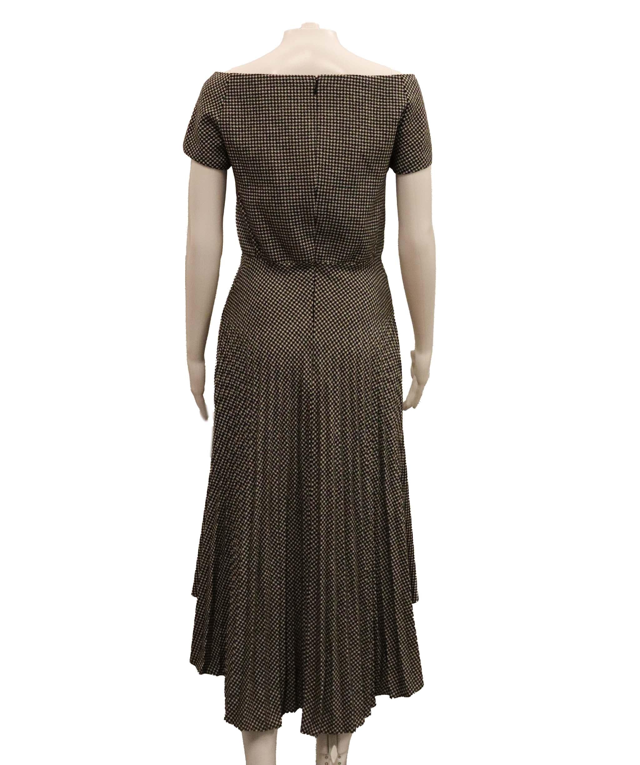 Christian Dior CHRISTIAN DIOR Houndstooth pleated dress AGC2969