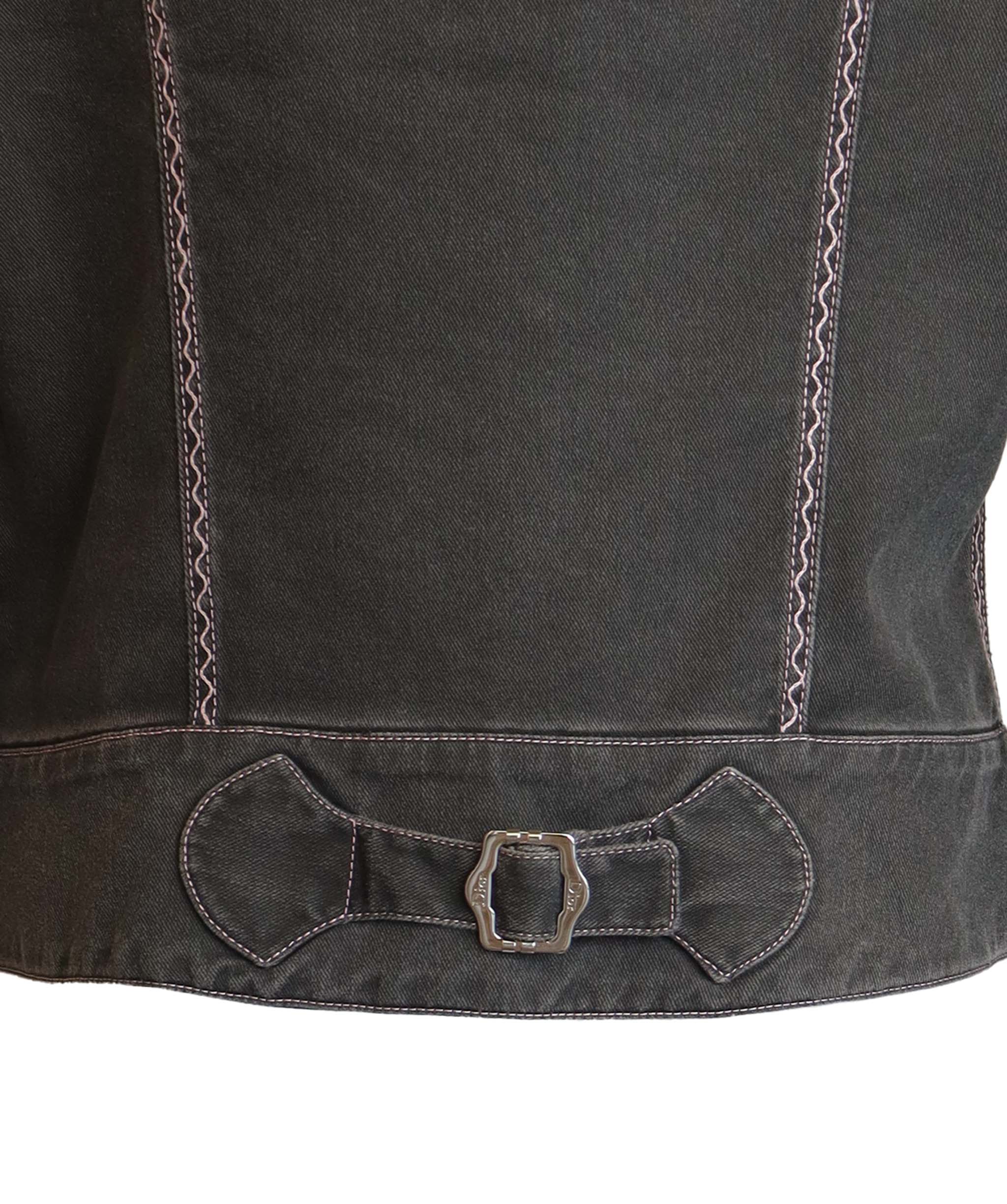Christian Dior Christian Dior pink top stitched grey jean jacket AGC2506