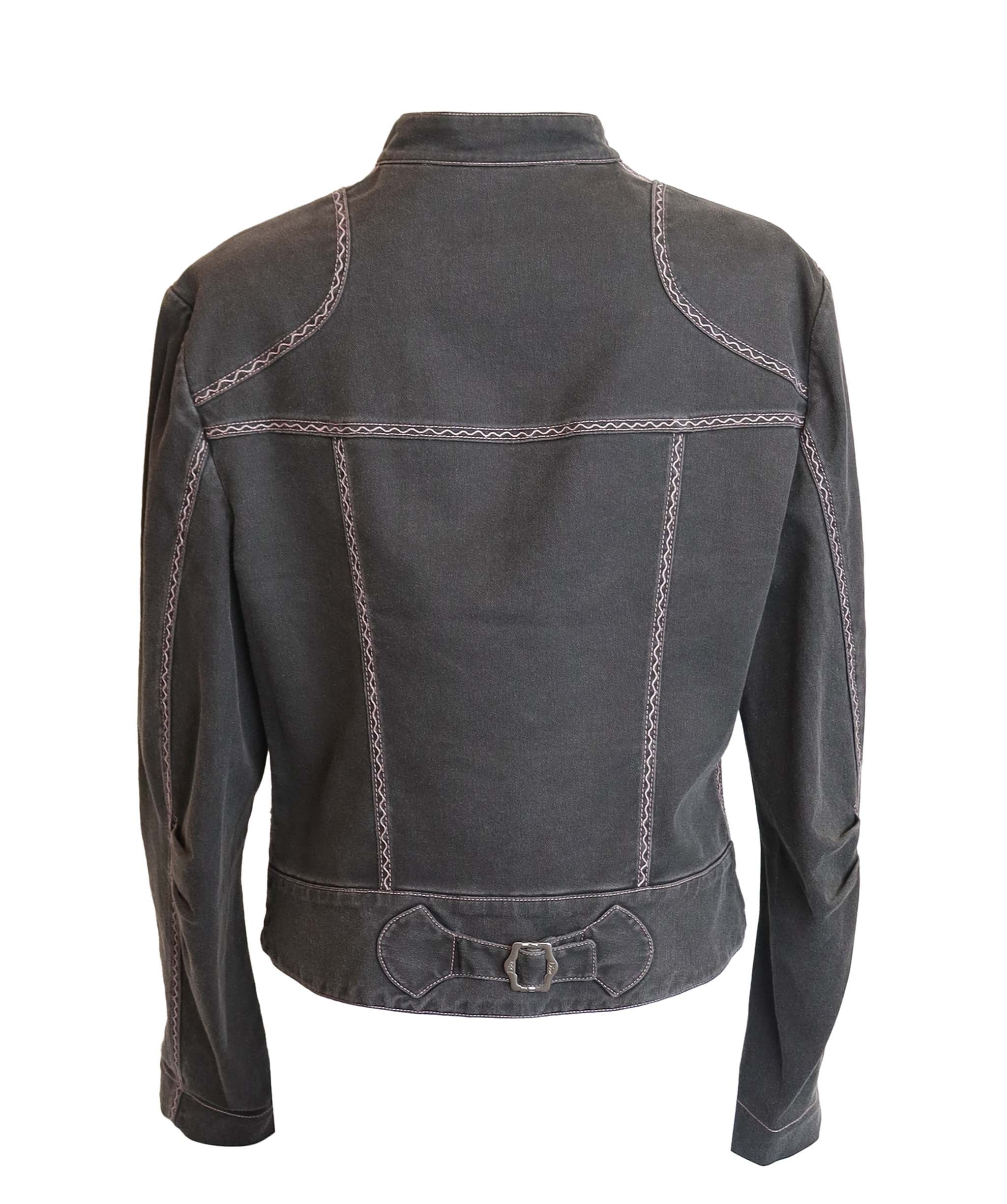 Christian Dior Christian Dior pink top stitched grey jean jacket AGC2506