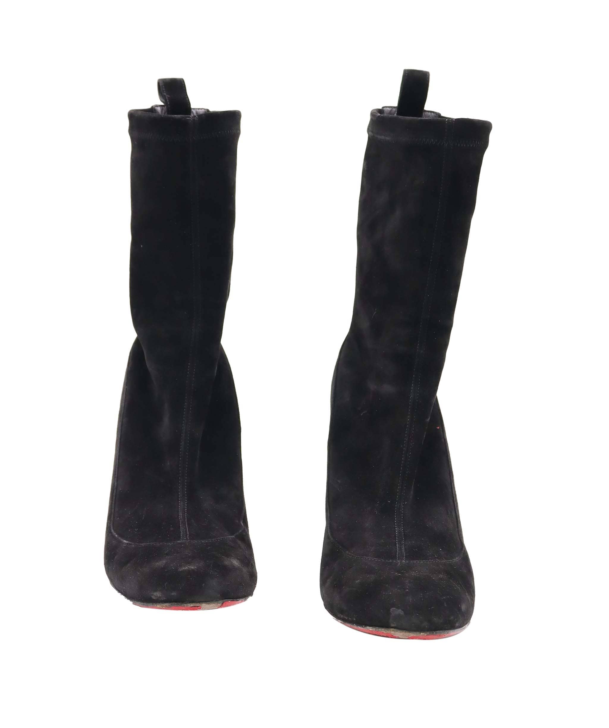 Christian Louboutin CHRISTIAN LOUBOUTIN GENA 85 ANLE BOOTS BLACK SUEDE SIZE 38 1/2 ASC7305