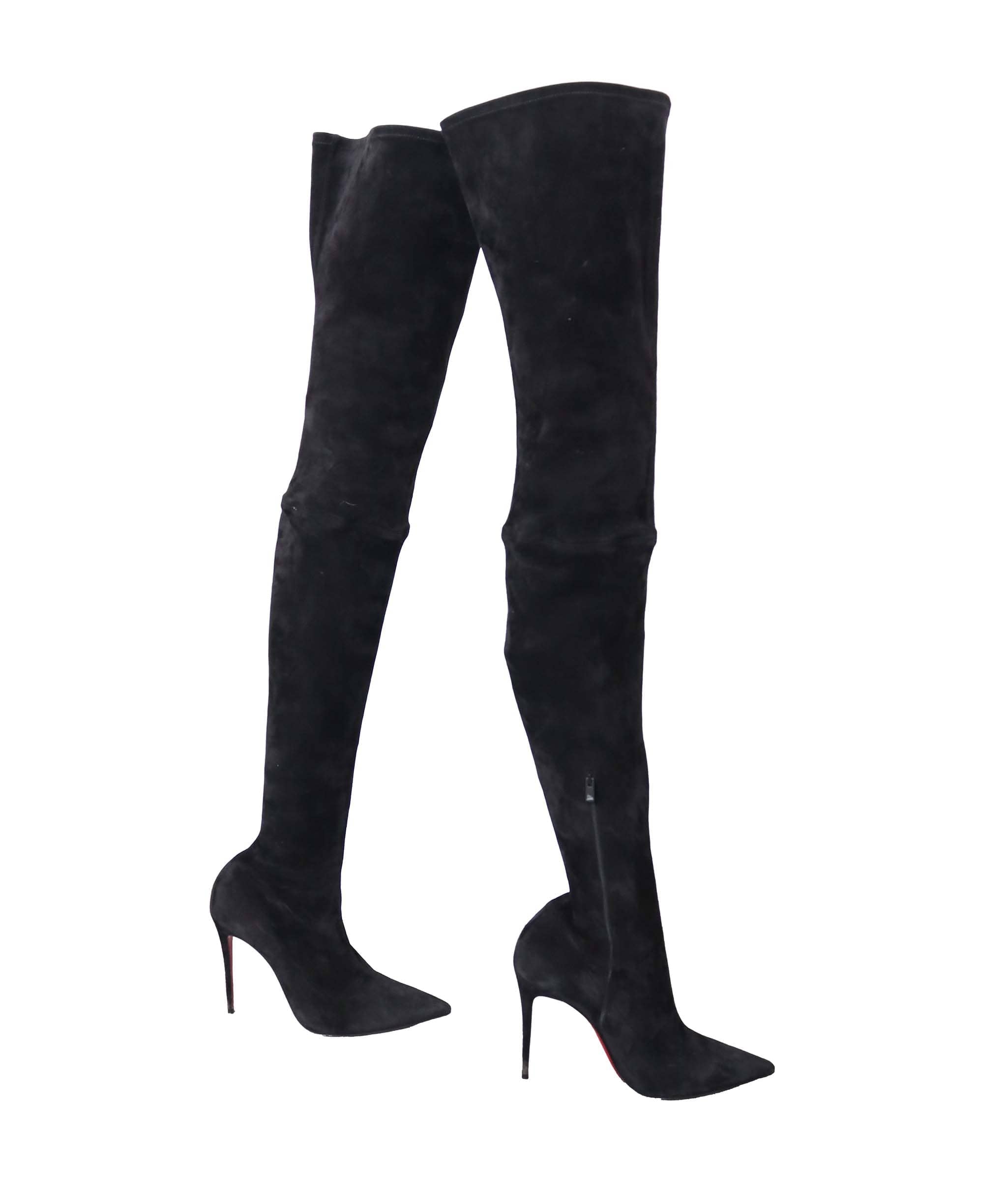Christian Louboutin CHRISTIAN LOUBOUTIN OVER THE KNEE BOOTS BLACK SUEDE SIZE 39 ASC7301