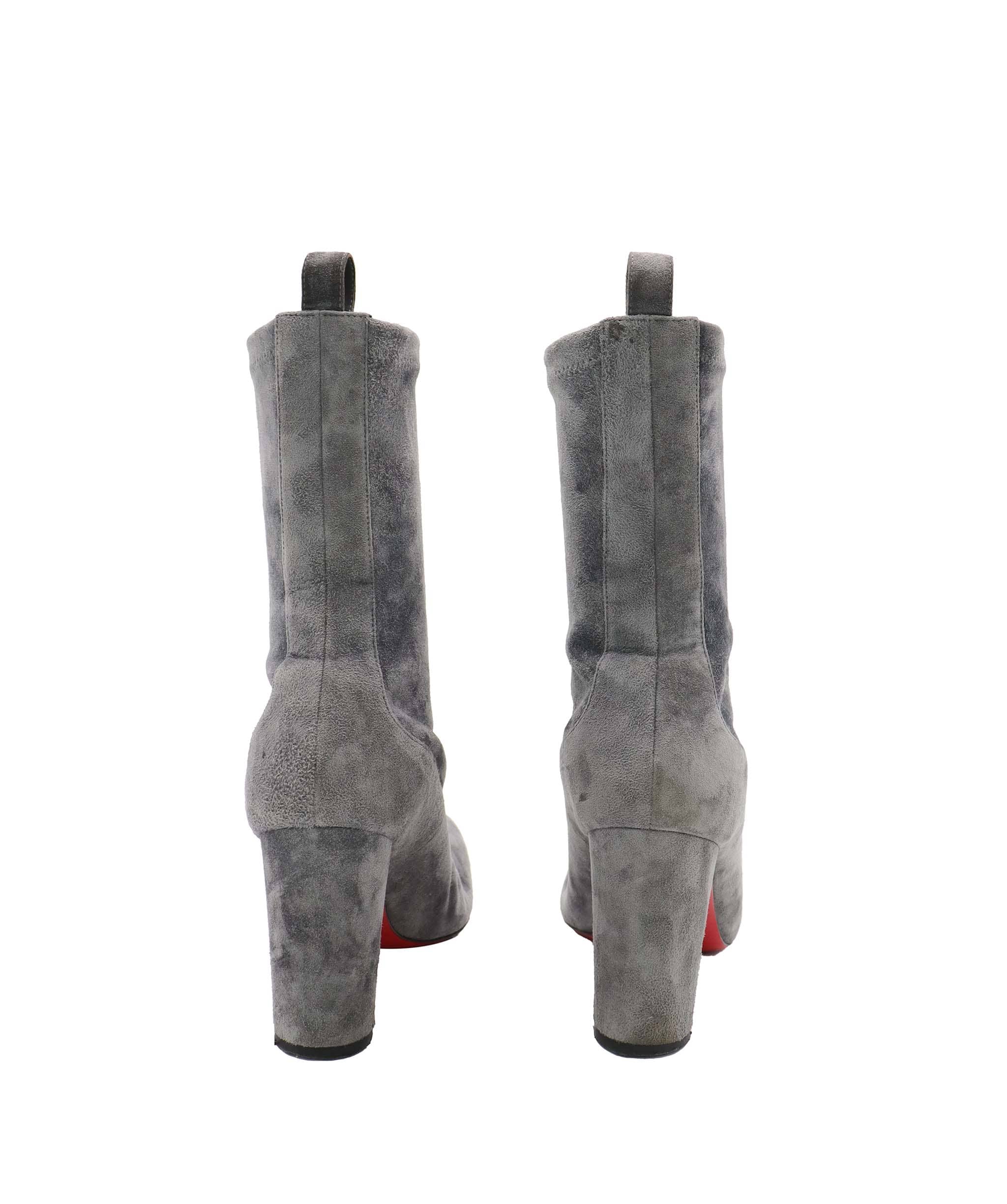 Christian Louboutin CHRISTIAN LOUBOUTIN STRECHADOXA SUEDE ANKLE BOOTS GRAY SUEDE SIZE 38 1/2 ASC7306