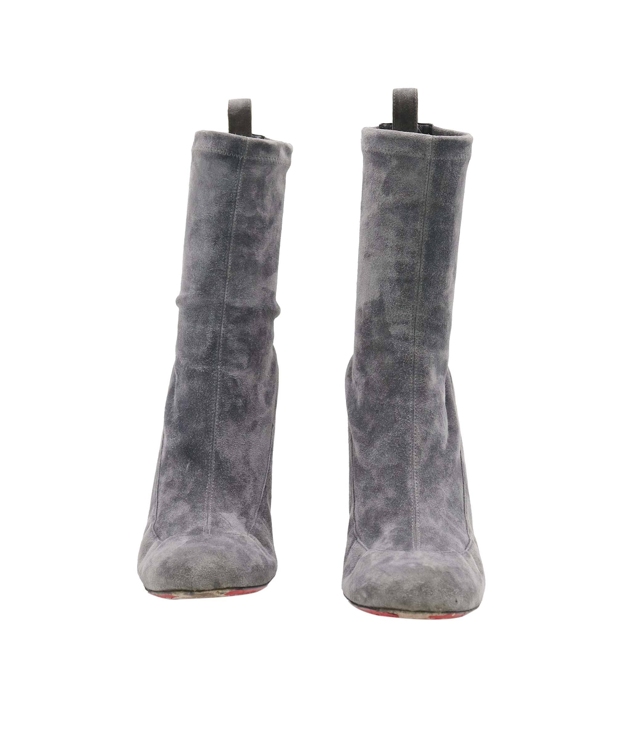 Christian Louboutin CHRISTIAN LOUBOUTIN STRECHADOXA SUEDE ANKLE BOOTS GRAY SUEDE SIZE 38 1/2 ASC7306