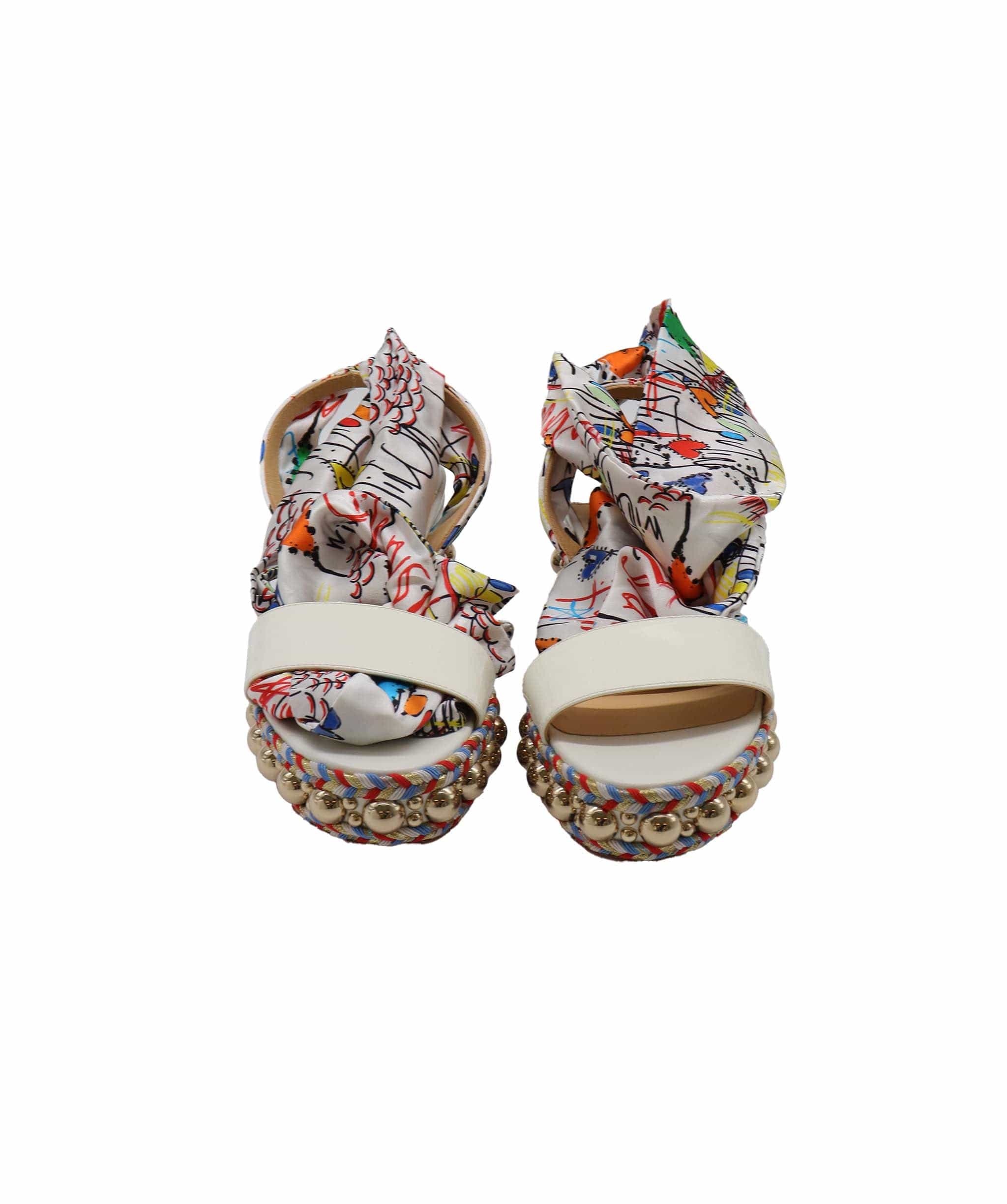 Christian Louboutin Christian Louboutin White Ribbon Wedges Size 38 AGC2096