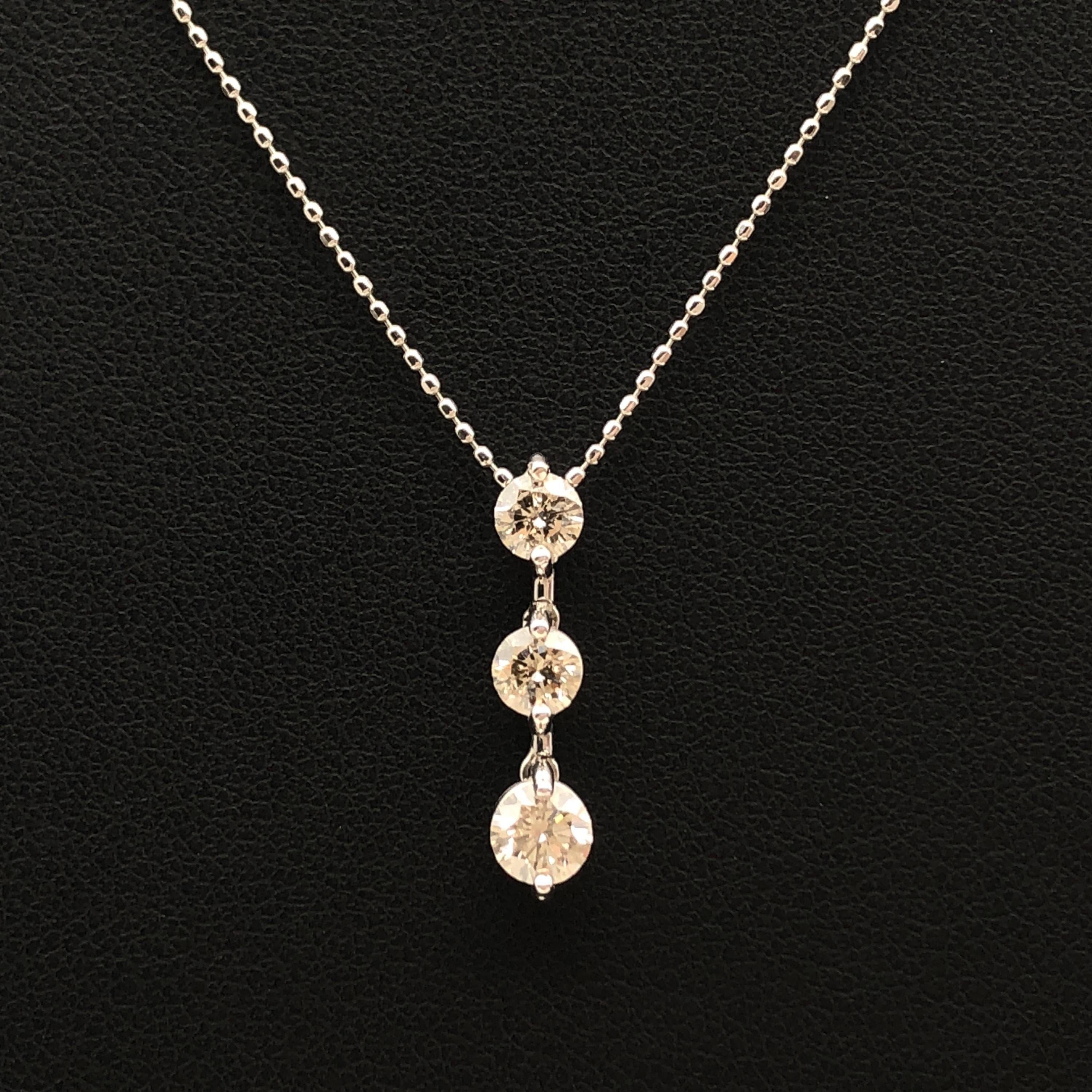 Custom Jewelry Custom Jewelry 3P Diamond Drop Necklace, D(0.75ct), K18WG, 2.7g, 17inch C355044