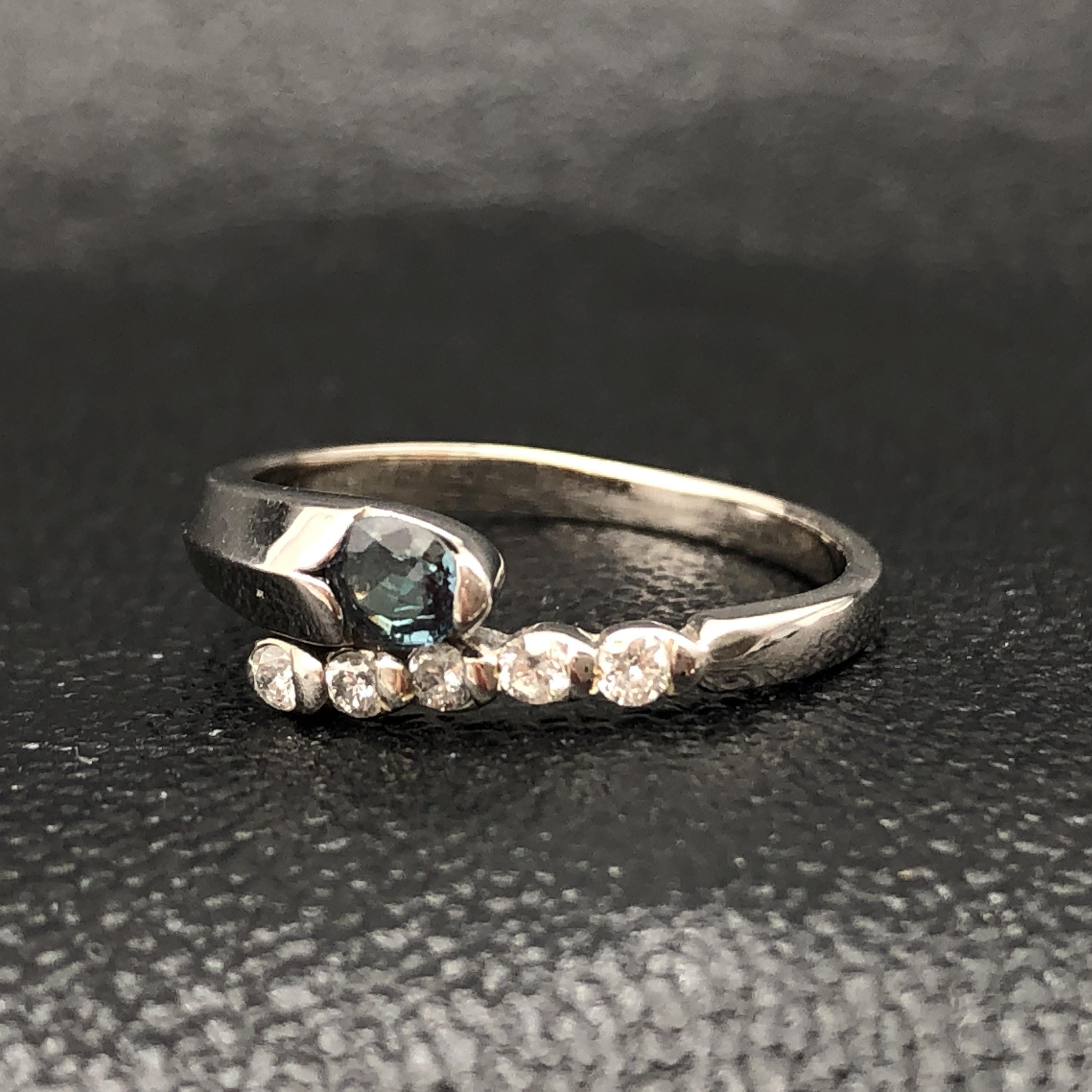 Custom Jewelry Custom Jewelry 1P Alexandrite & Diamond Ring, A(0.118ct), D(0.11ct), K18WG, 2.8g, US Size 5.5 C297426