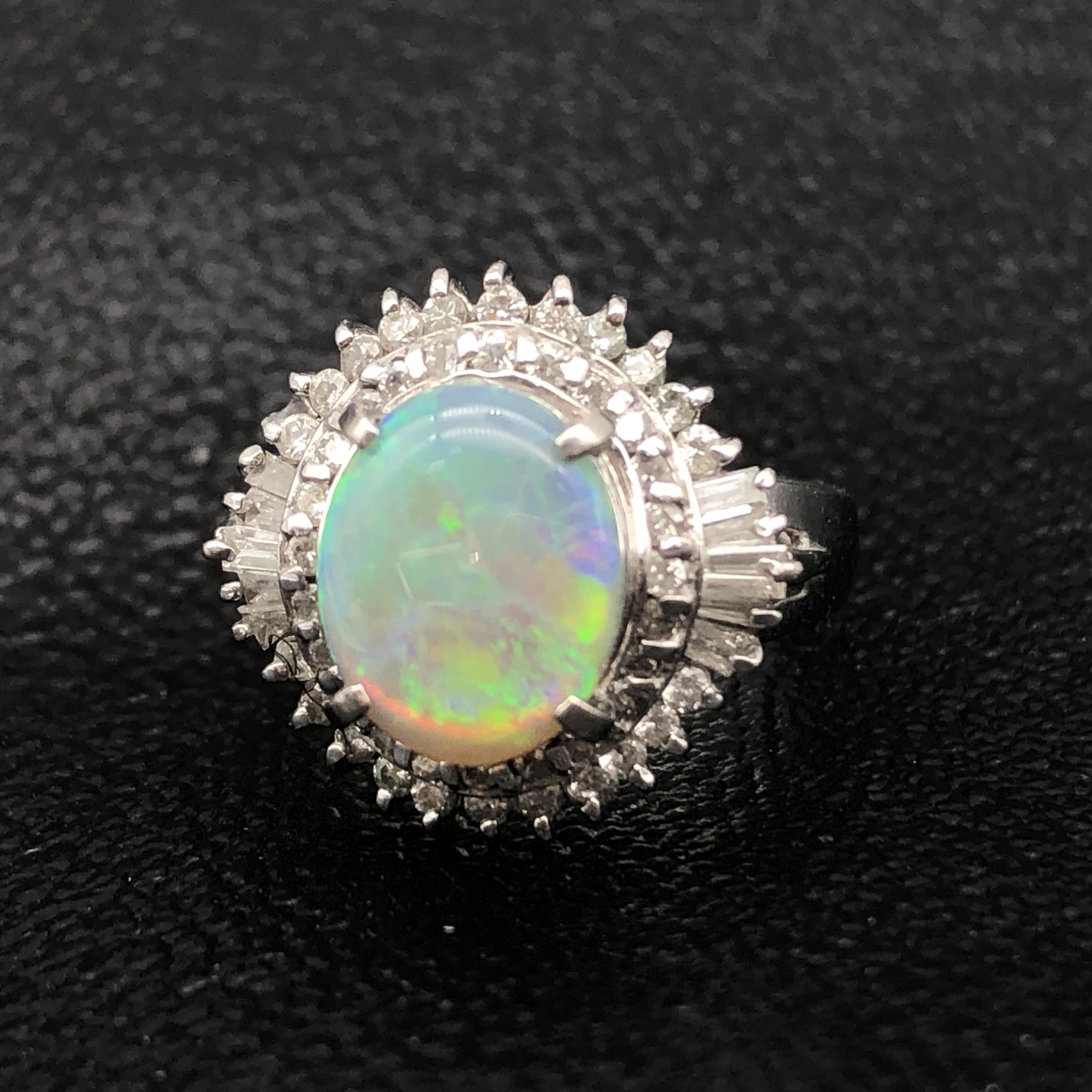 Custom Jewelry Custom Jewelry 1P Opal with Diamonds Ring, O(1.52ct), D(0.55ct), PT900, 6.1g, US Size 6 C297282