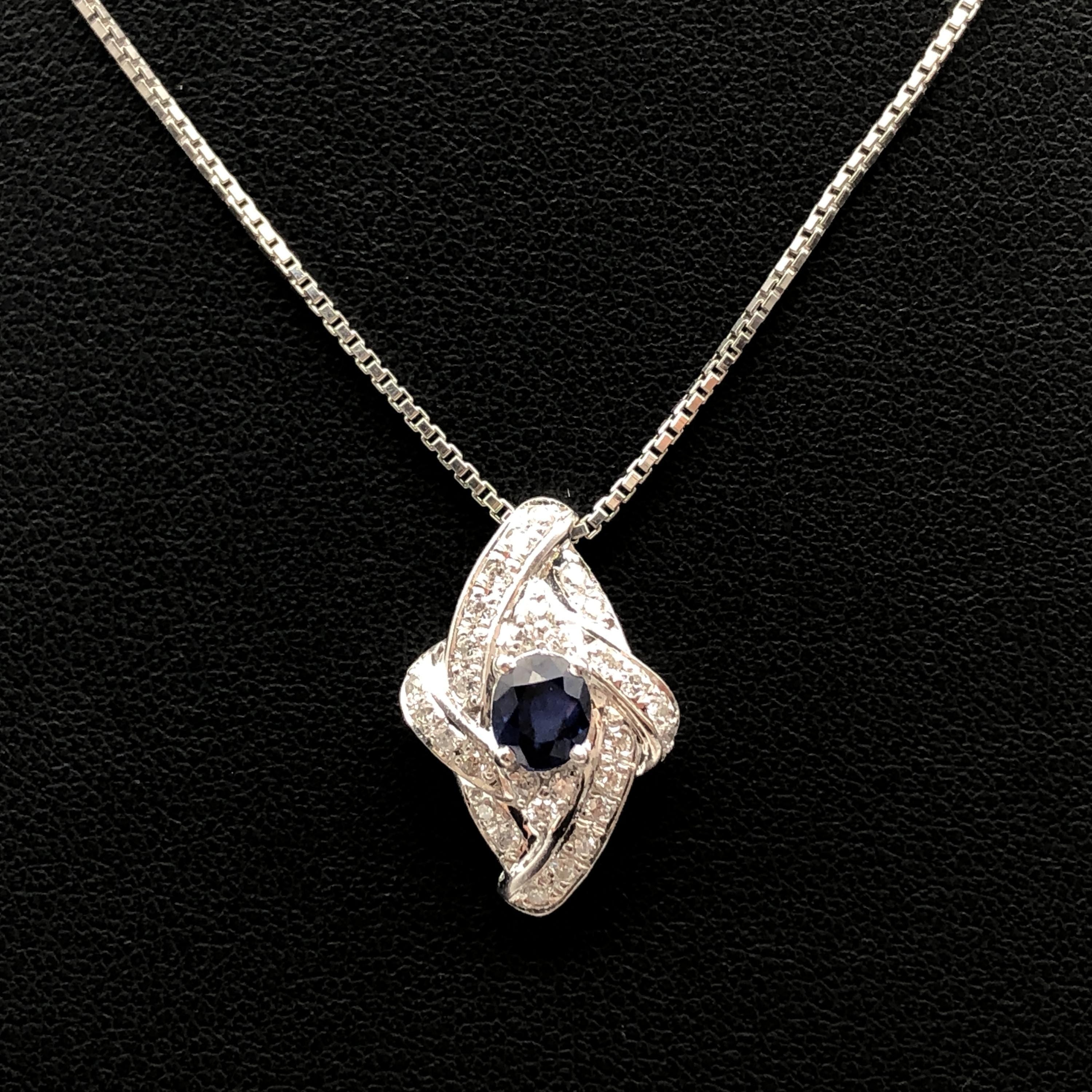 Custom Jewelry Custom Jewelry 1P Sapphire & Diamond Necklace, S(0.71ct), D(0.26ct), PT900/PT850, 7.0g, 16inch C355760