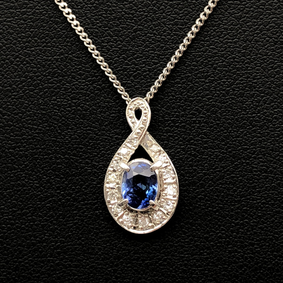 Custom Jewelry Custom Jewelry 1P Sapphire & Diamond Necklace, S(0.95ct), D(0.15ct), PT900/PT850, 6.5g, 16inch C297399