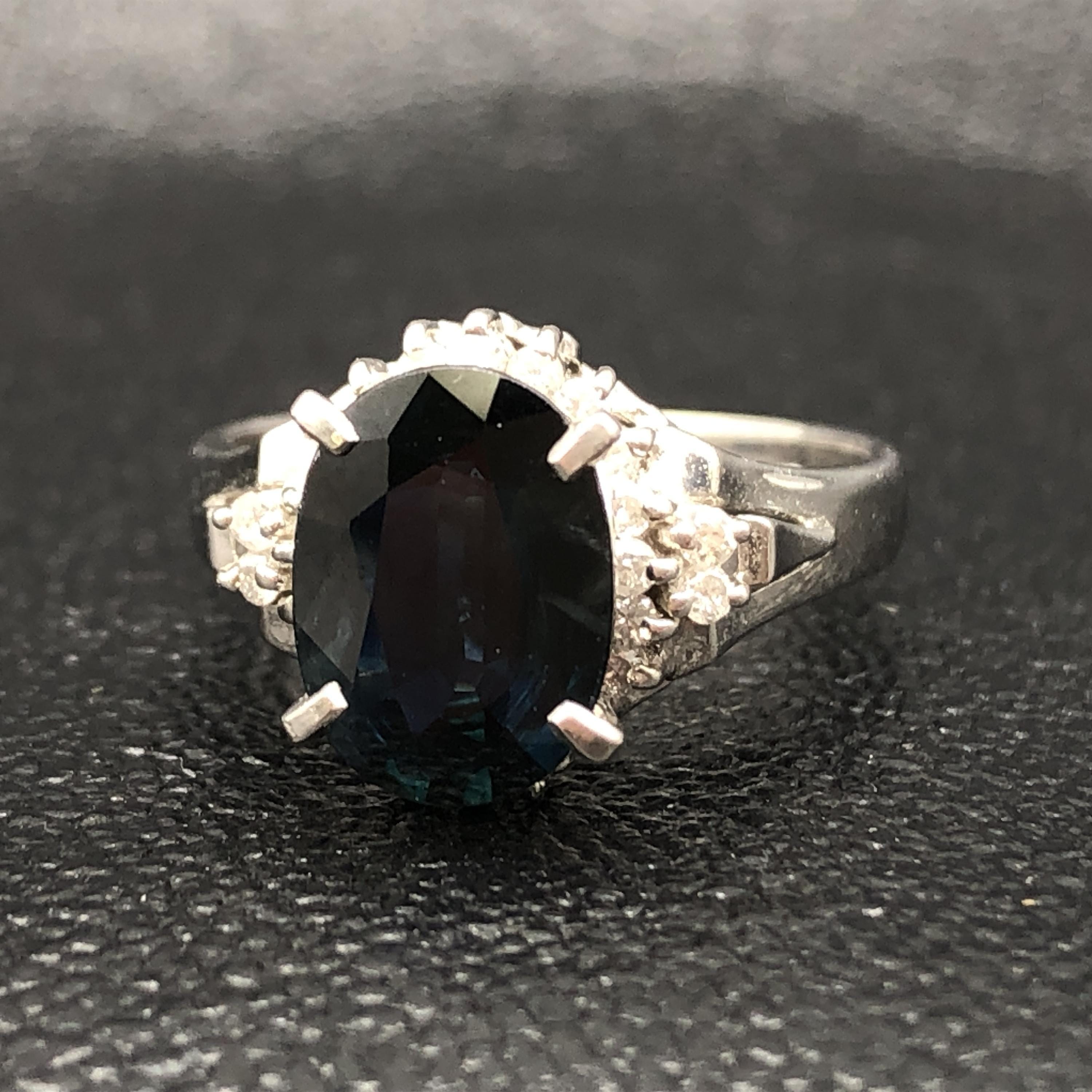 Custom Jewelry Custom Jewelry 1P Sapphire & Diamond Ring, S(2.0ct), D(0.24ct), PT900, 6.2g, US Size 6 C297404
