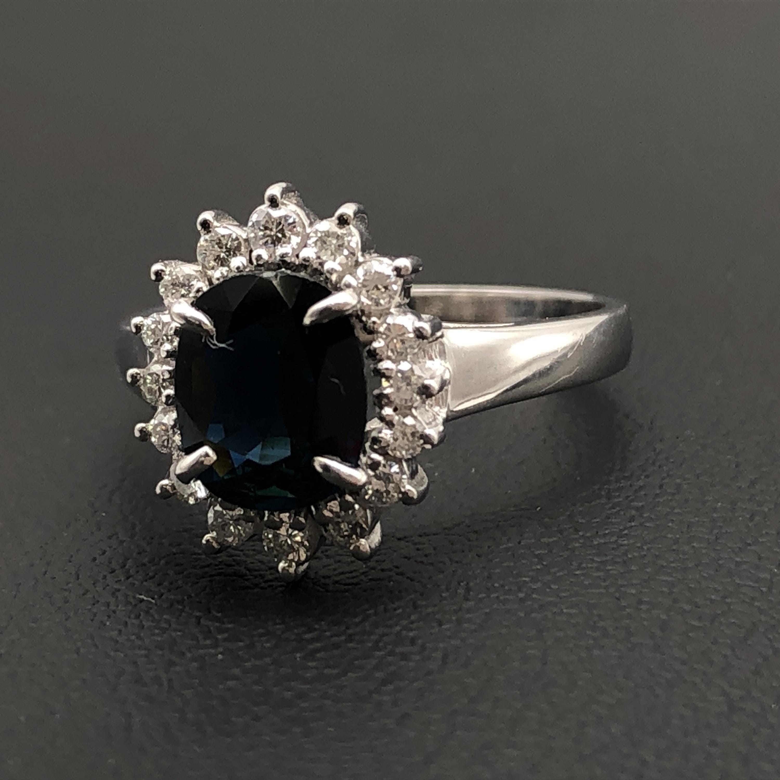 Custom Jewelry Custom Jewelry 1P Sapphire with Diamonds Ring, S(1.51ct) D(0.24ct), PT900, 4.41g, US Size 6 C387629