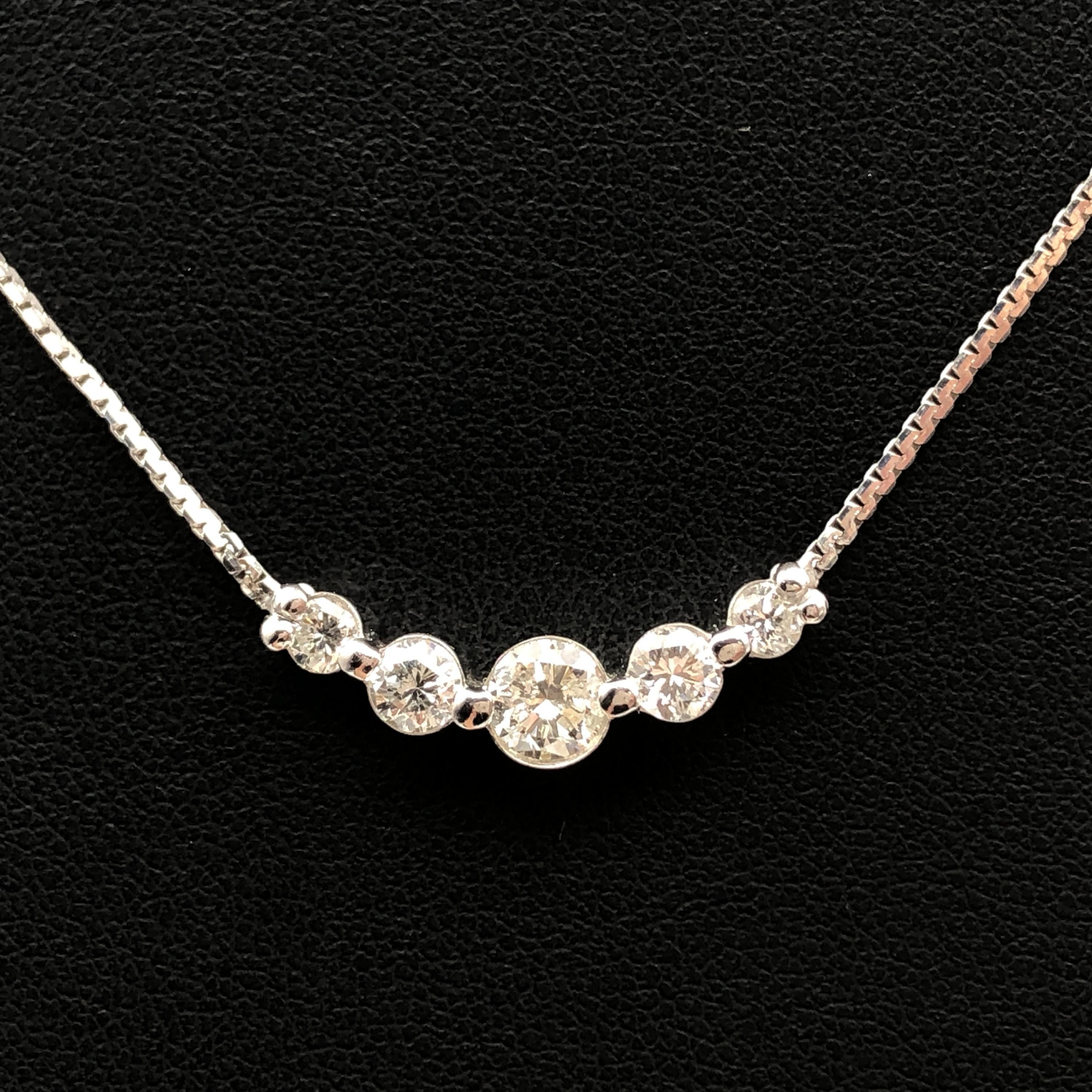 Custom Jewelry Custom Jewelry 5P Diamond Rhine Necklace, D(1.04ct), PT900/PT850, 5.4g, 15inch C355739