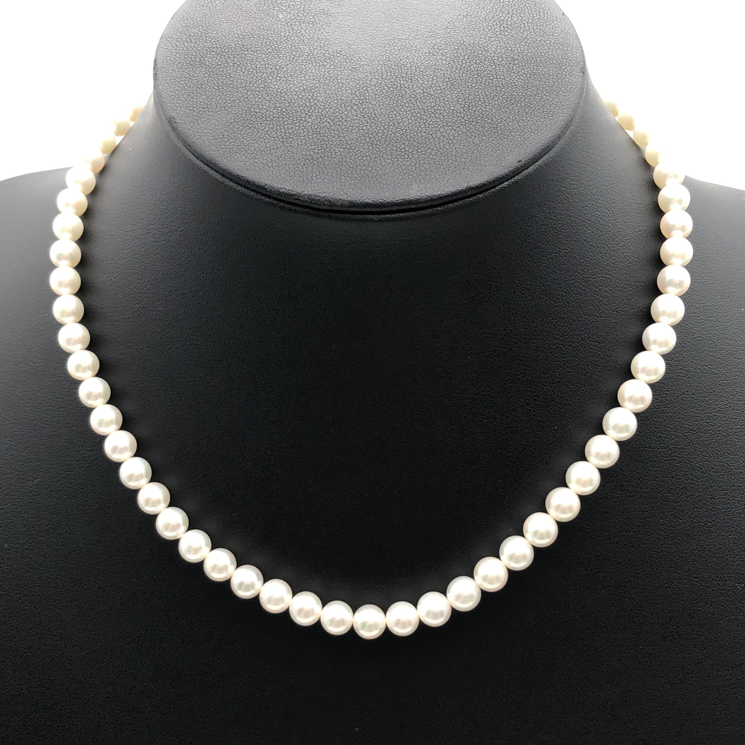 Custom Jewelry Custom Jewelry Akoya Pearl String Necklace, P(6.0~6.4mm), SV, 24.4g, 15inch C297047