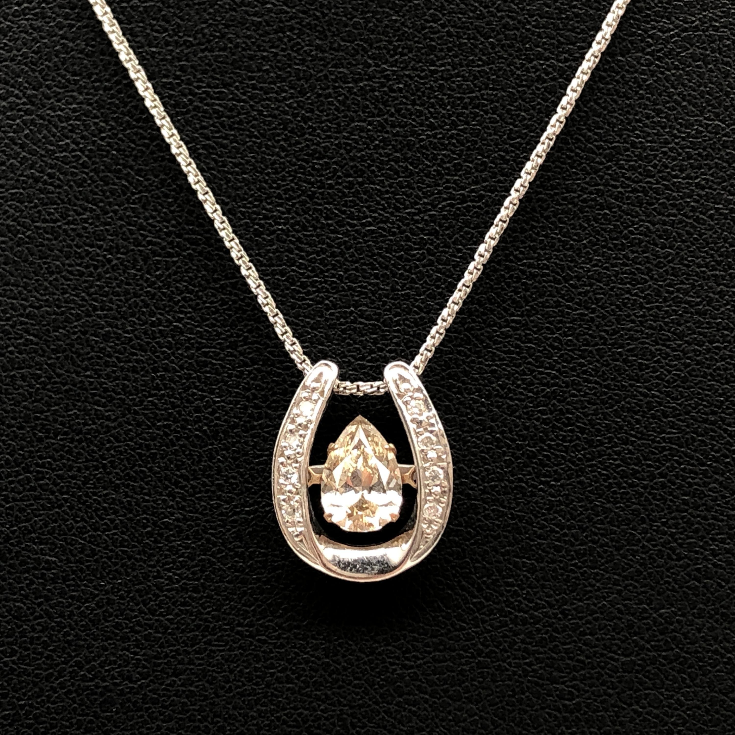 Custom Jewelry Custom Jewelry Dancing Diamond Necklace, D(0.904ct/0.06ct), K18WG/PT900, 5.5g, 17inch C387037