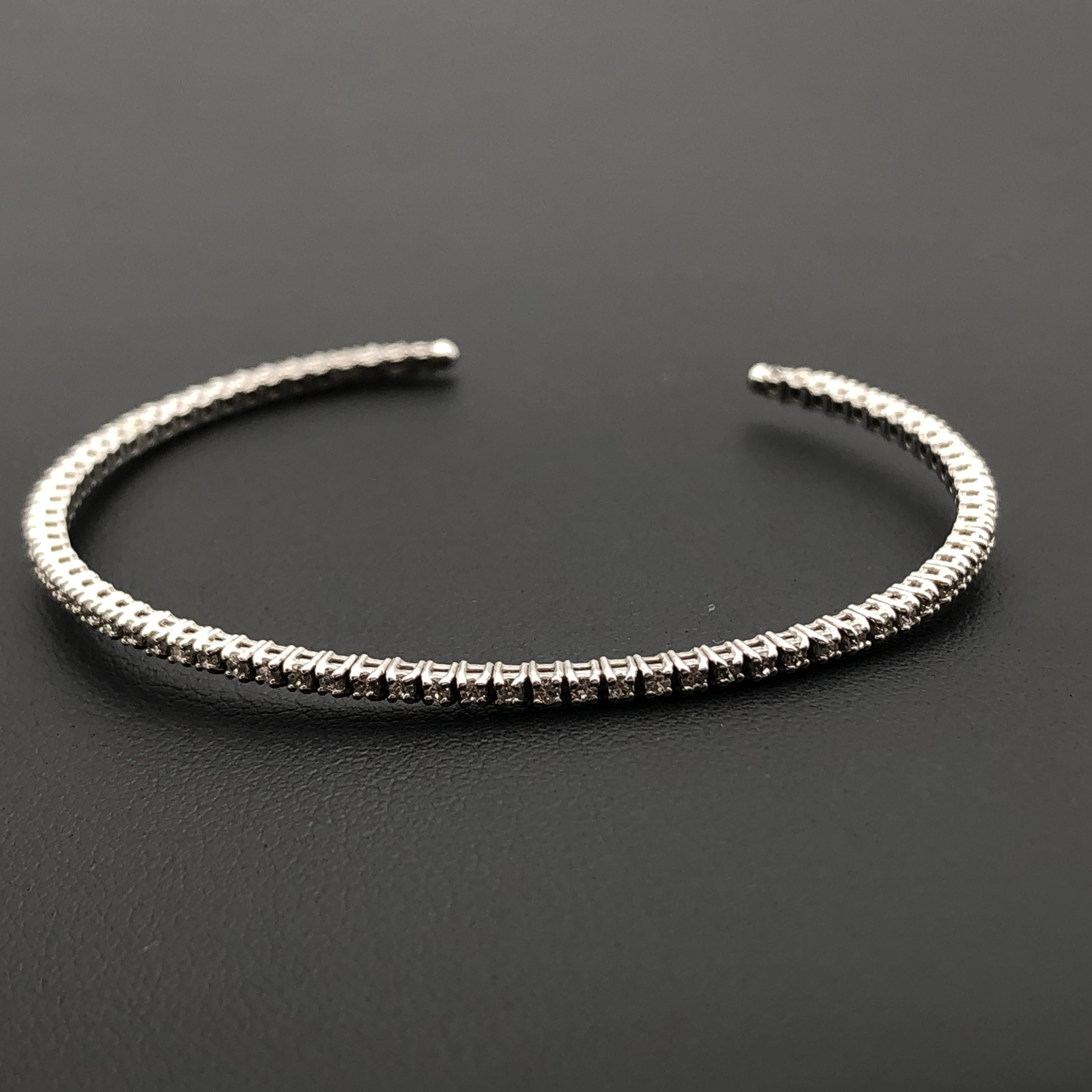 Custom Jewelry Custom Jewelry Diamond Bangle, K18WG, 3.8g, 6inch C387046