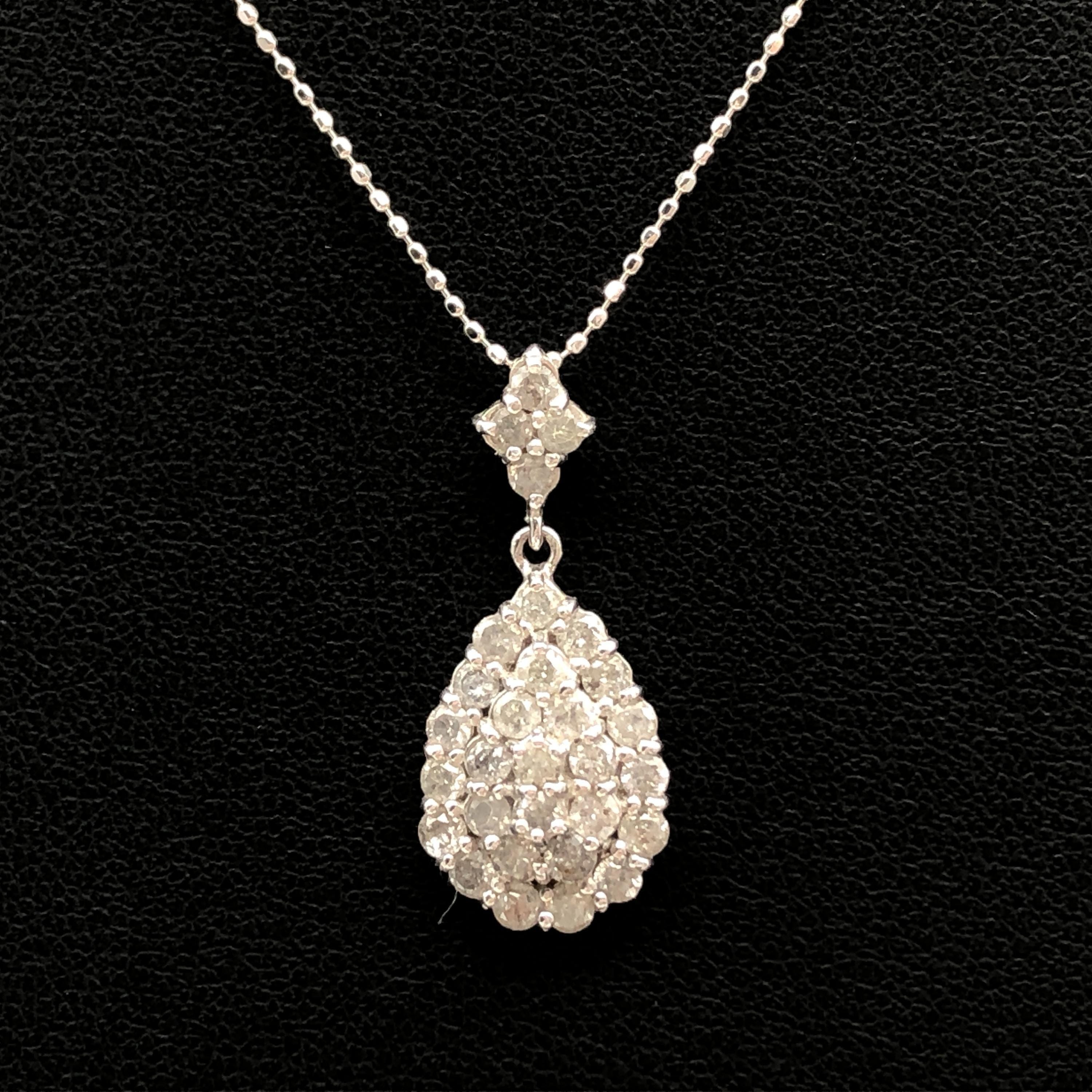 Custom Jewelry Custom Jewelry Diamond Tear Drop Necklace, D(1.0ct), K18WG, 3.4g, 16inch C366354