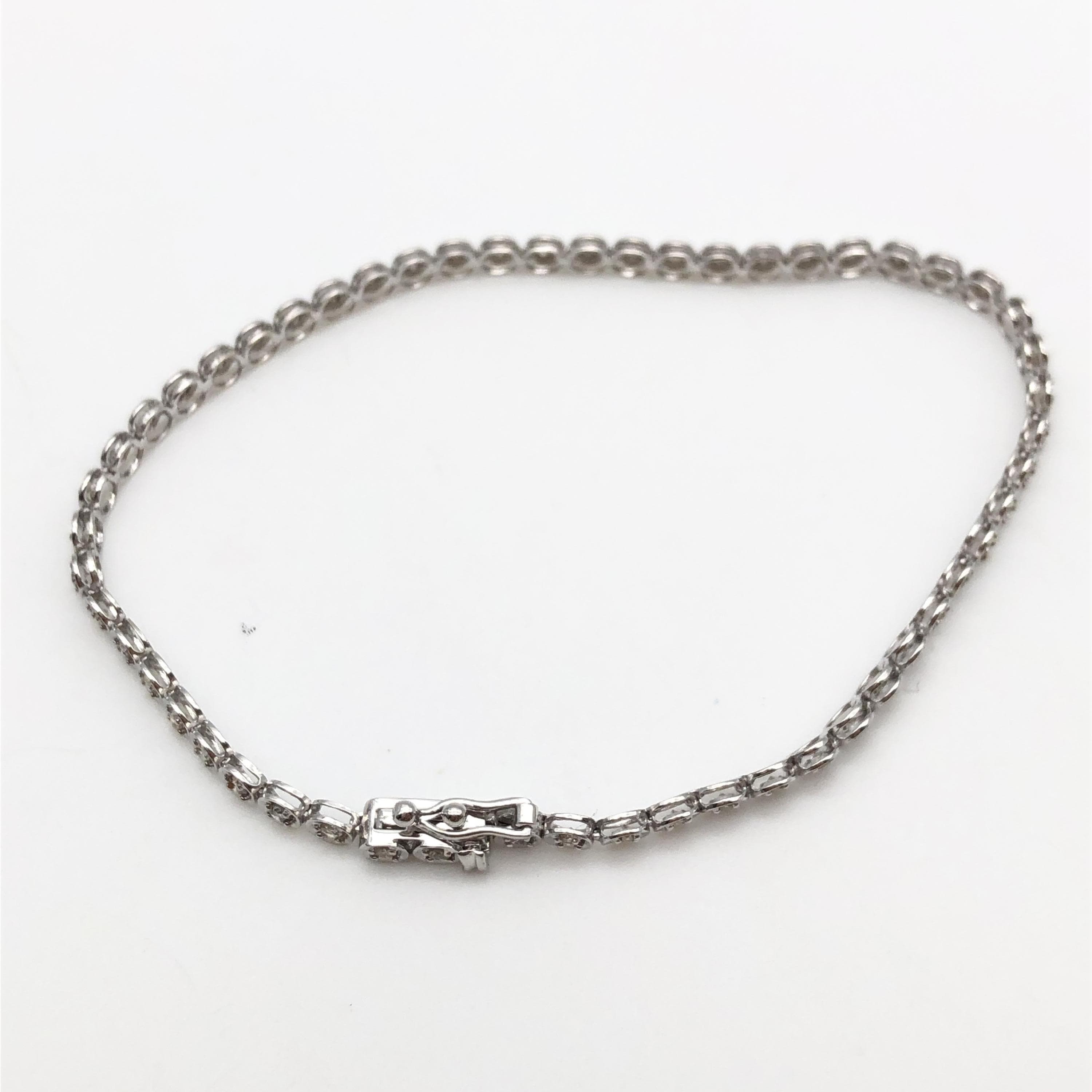 Custom Jewelry Custom Jewelry Diamond Tennis Bracelet, D(1.0ct), K18WG, 4.0g, 6.7inch C355753