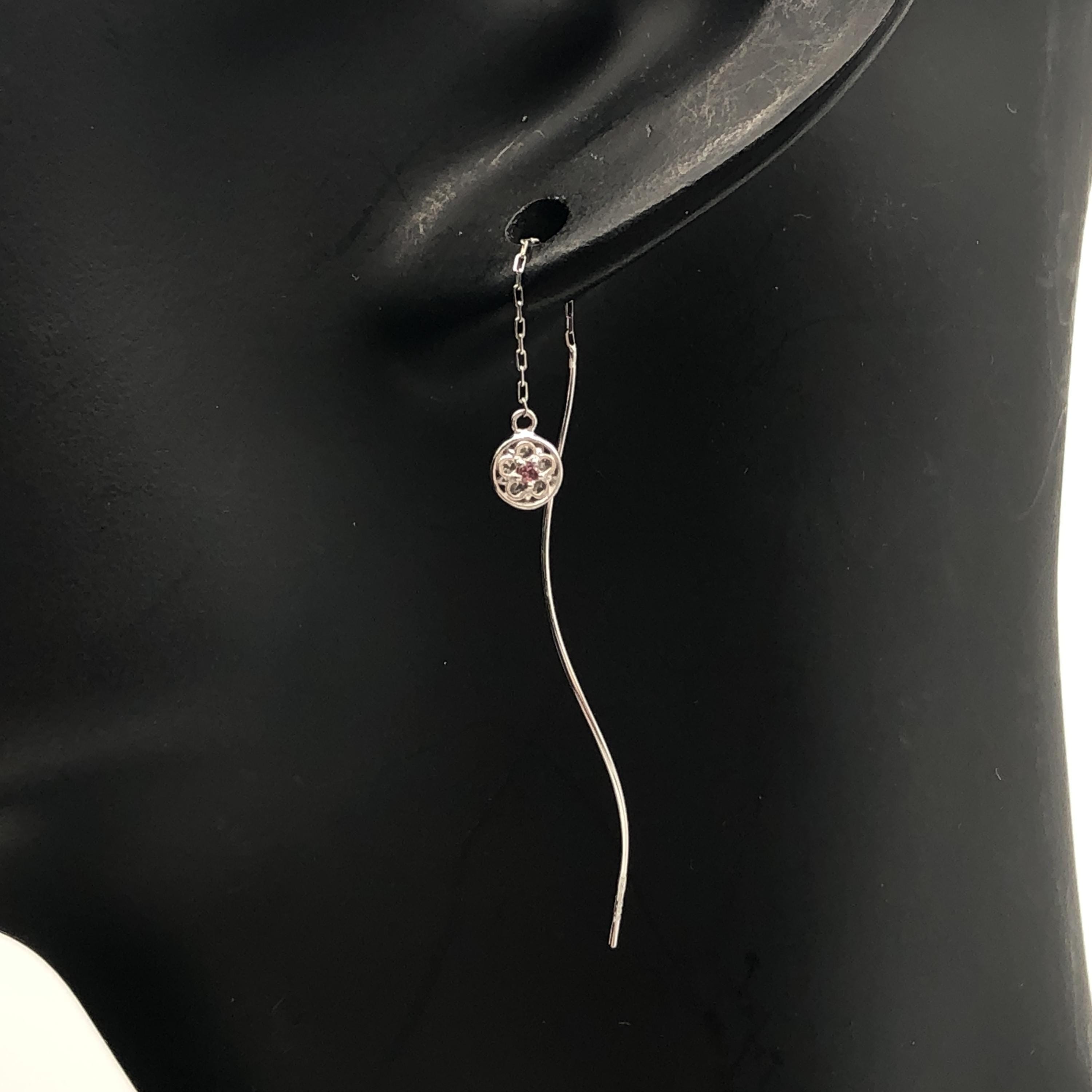 Custom Jewelry Custom Jewelry Flower Motif Diamond Pierces, D(0.05ct/0.05ct), K10WG, 0.6g C387126