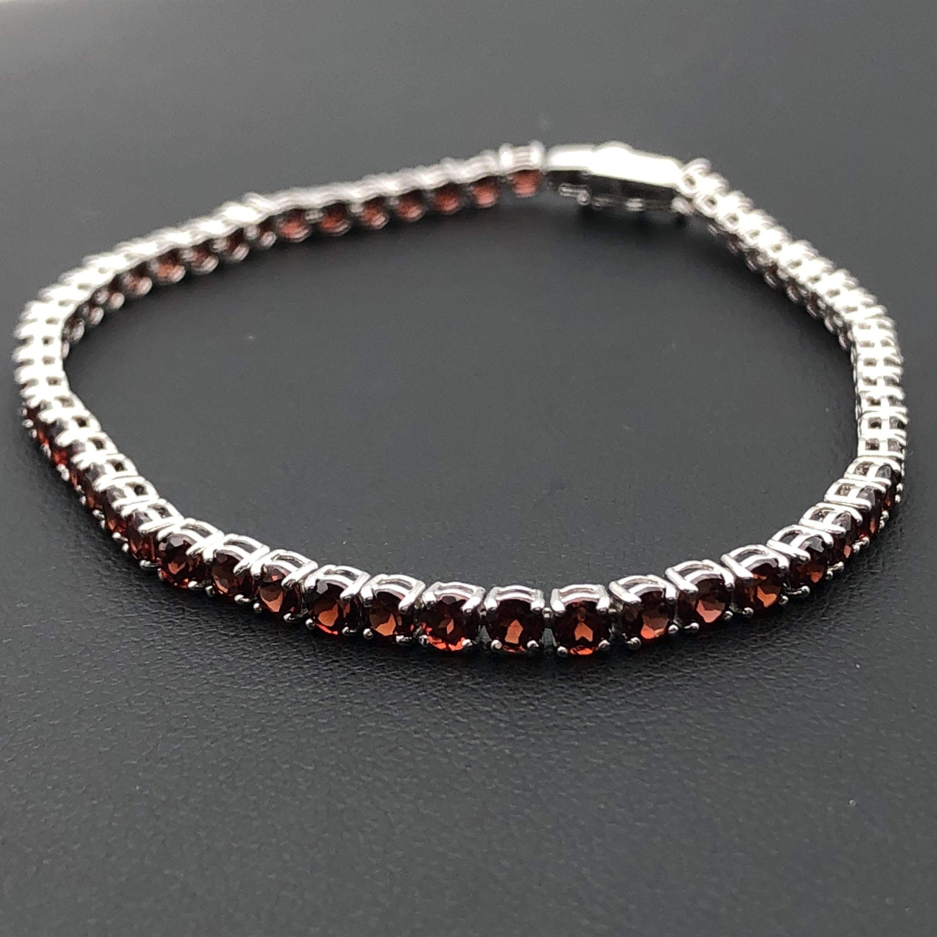 Custom Jewelry Custom Jewelry Garnet Tennis Bracelet, K14WG, 6.5g, 7inch C297229