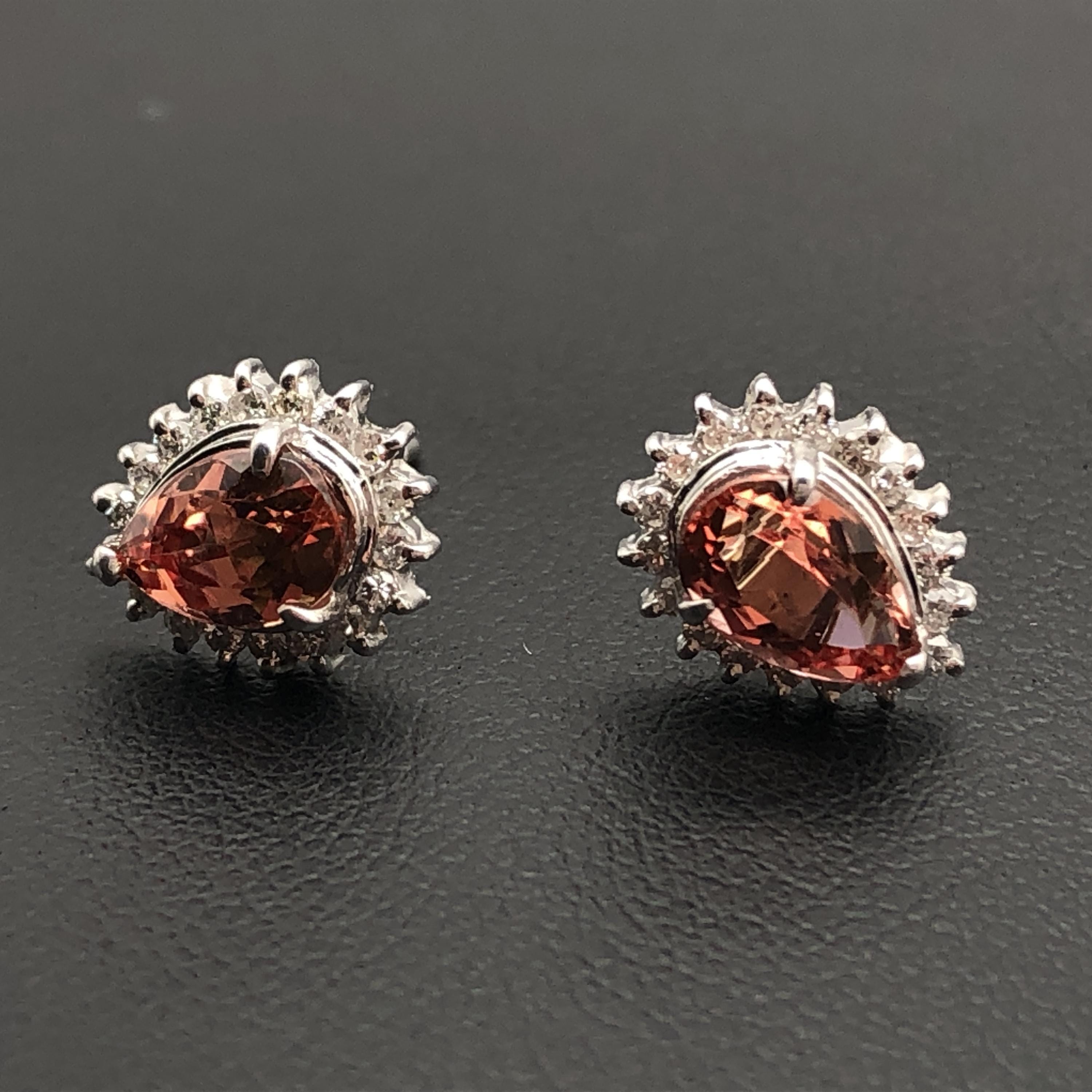 Custom Jewelry Custom Jewelry Imperial Topaz & Diamond Pierces, T(2.04ct), D(0.30ct), PT900, 2.6g C387119